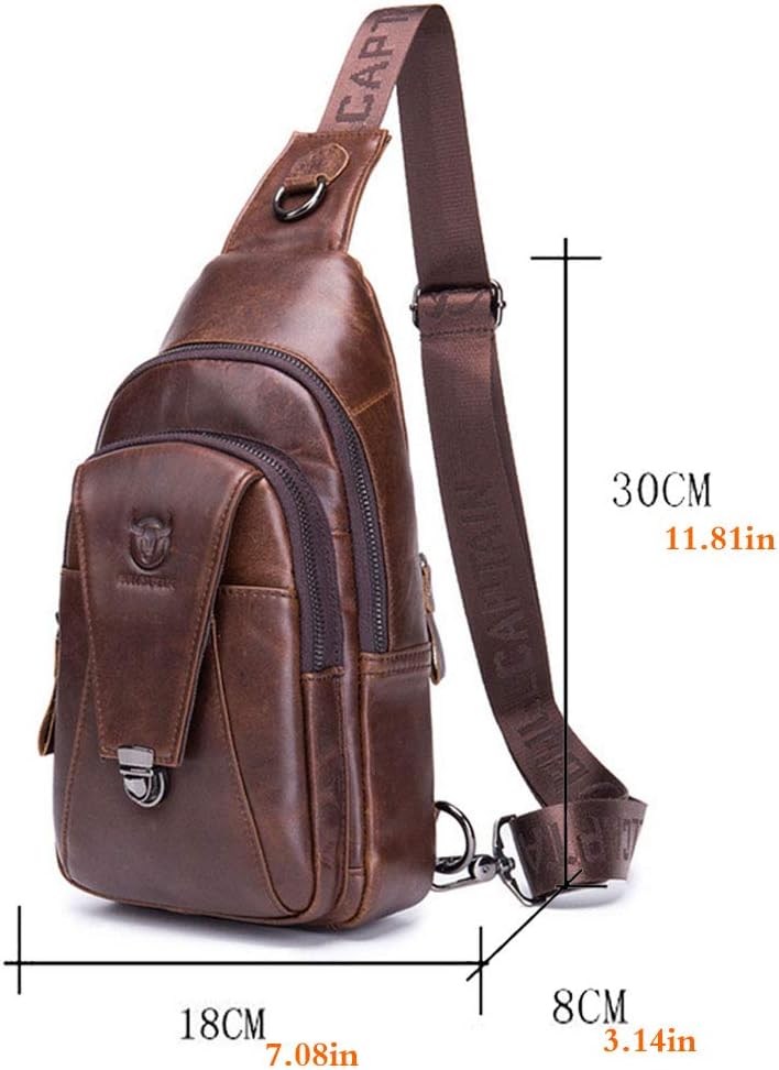 KPYWZER Vintage Leather Sling Bag Backpack for Men Crossbody Shoulder Chest Day Pack Backpacks