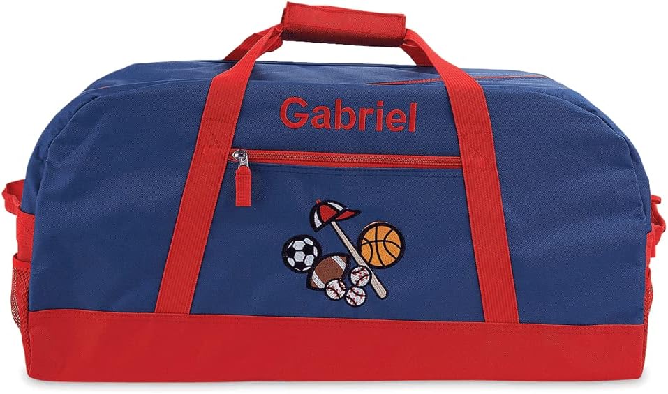 Lillian Vernon All Sports Personalized Medium Duffel Bag for Kids - Soccer, Basketball, Basketball, Boys Sports Bag 11 x 12 x 23 inches