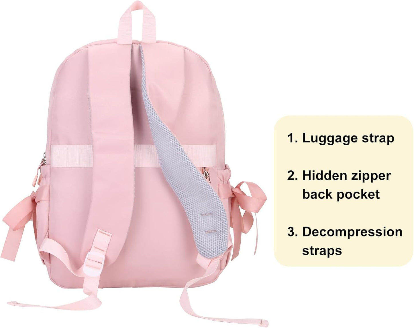 Phaoullzon Girls Backpack with Bow for School Kids Coquette Bookbag Kawaii Dance Bag