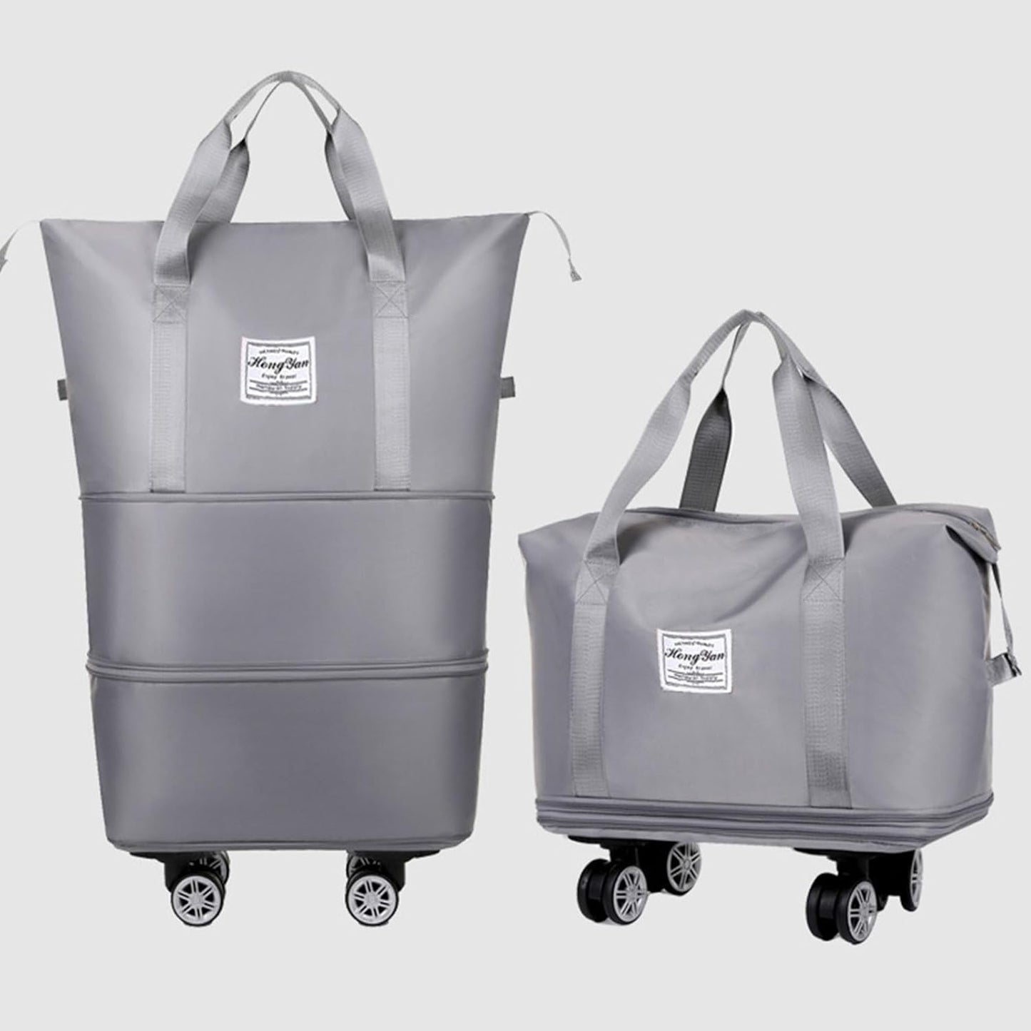 Purple Folding Shopping Cart Bag Trolley Luggage with Detachable Wheel, Expandable, Fabric, Indoor Use