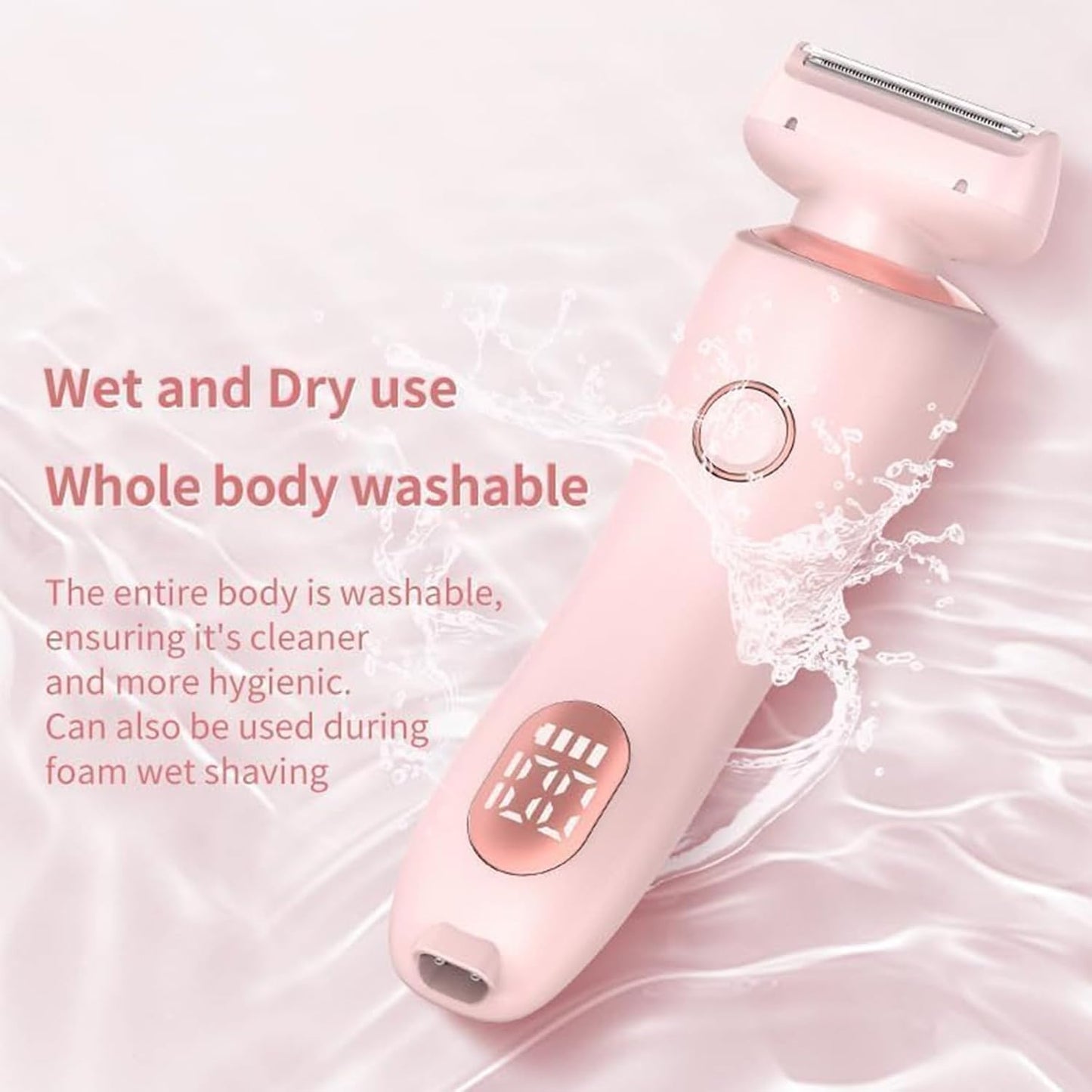 Electric Razor for Women, Rechargeable Hair Remover, Portable and Safe Lady Razor, 2 in 1 Double-Headed Waterproof Wet and Dry, Electric Bikini Trimmer for Women (Pink)