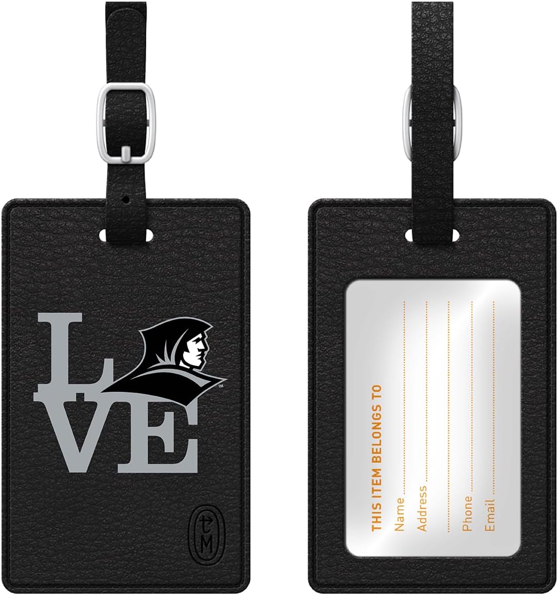 OTM Essentials Providence College Faux Leather Luggage Tag, Durable Travel Accessories with Adjustable Strap and ID Card, Love
