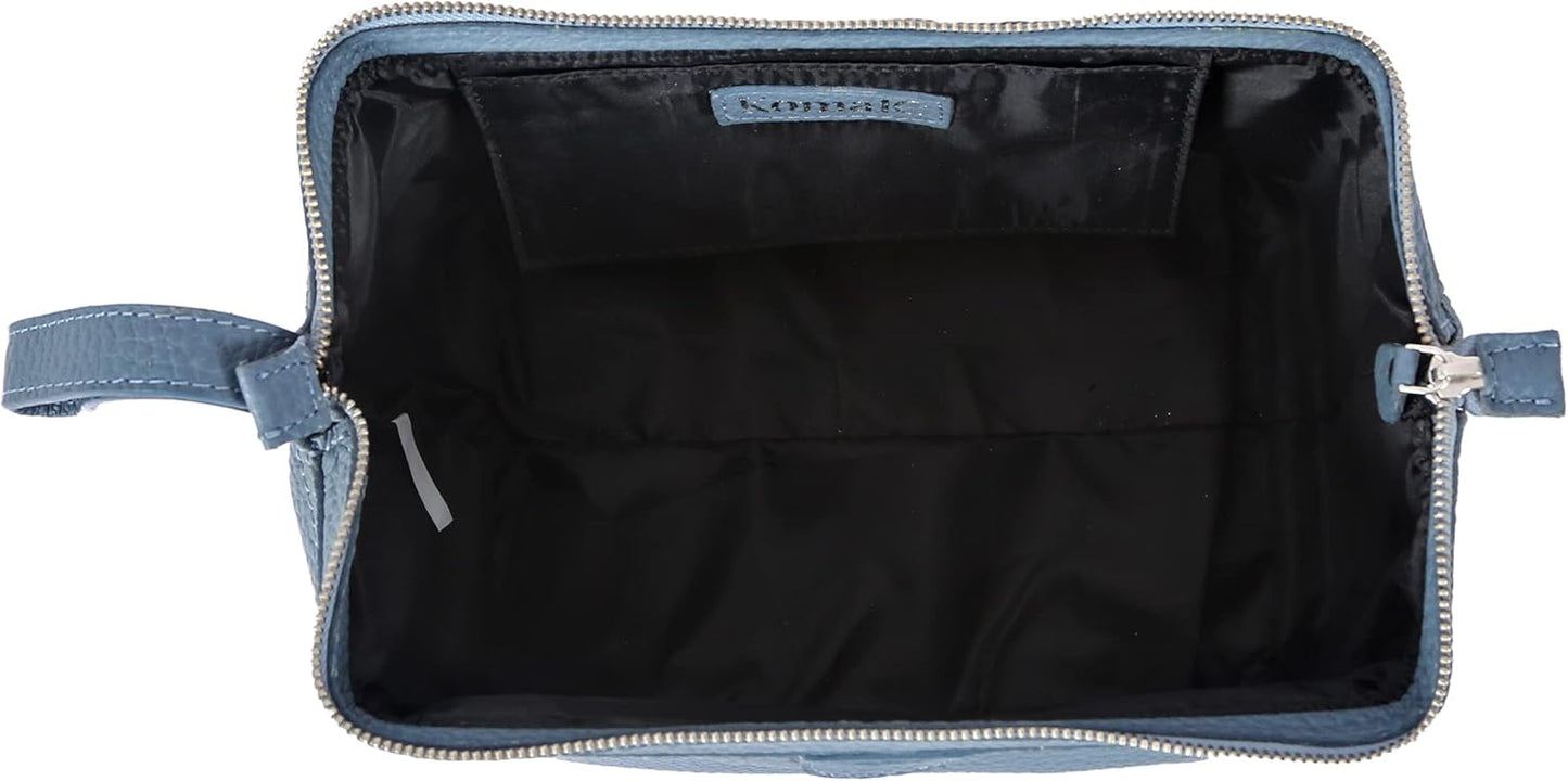 KomalC Premium Buffalo Leather Toiletry Bag for Men & Women – Leather Dopp Kit With Water resistant Lining, Premium Toiletry Travel Pouch, Unisex Wash Bag for Toiletries, Gifts for Men and Women
