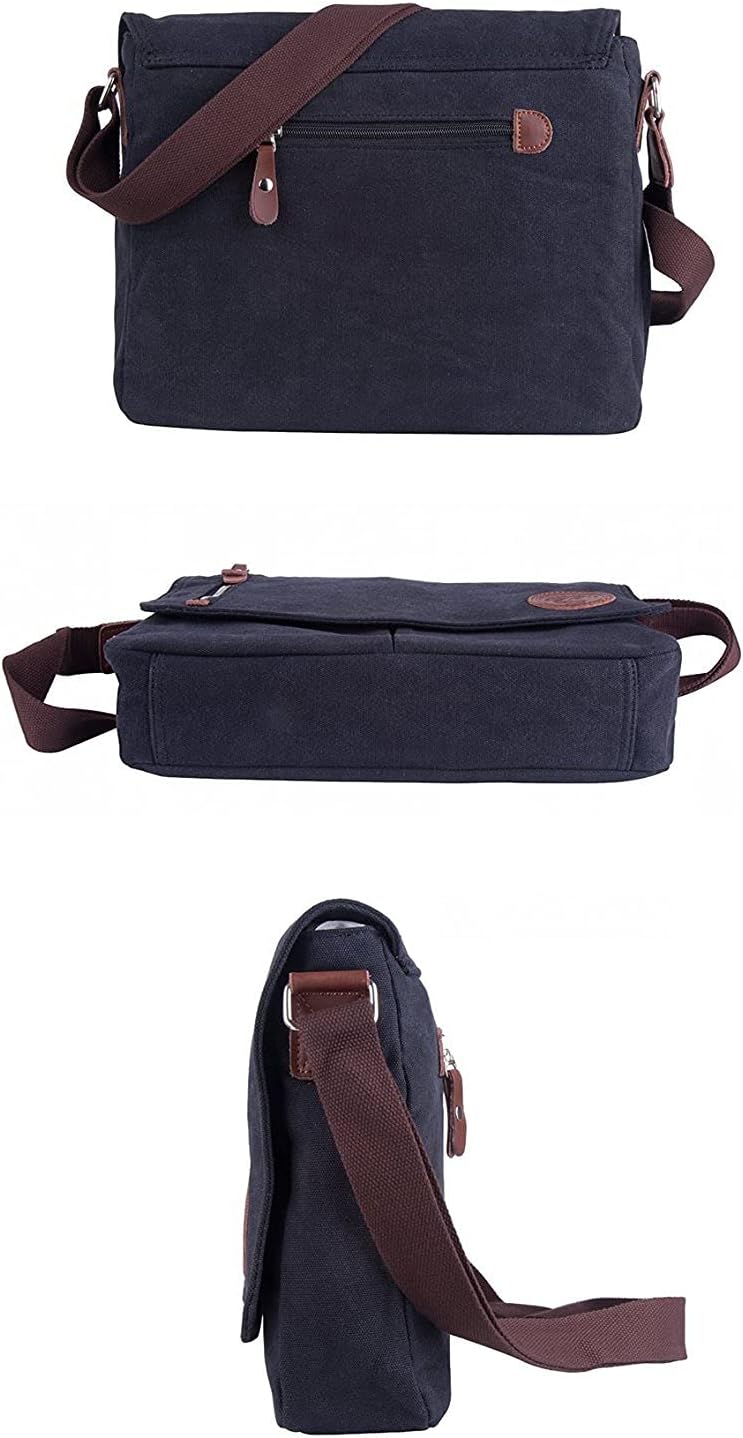 Sechunk Canvas Small Messenger Bag Vintage Shoulder bag Everyday Purse Crossbody bag for men women