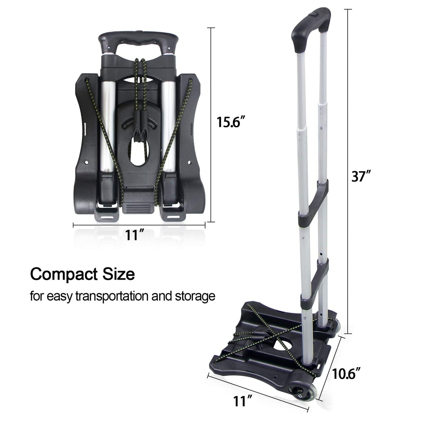 Sutekus Folding Hand Truck and Dolly 110-lbs Lightweight Portable Luggage Cart for School Travel