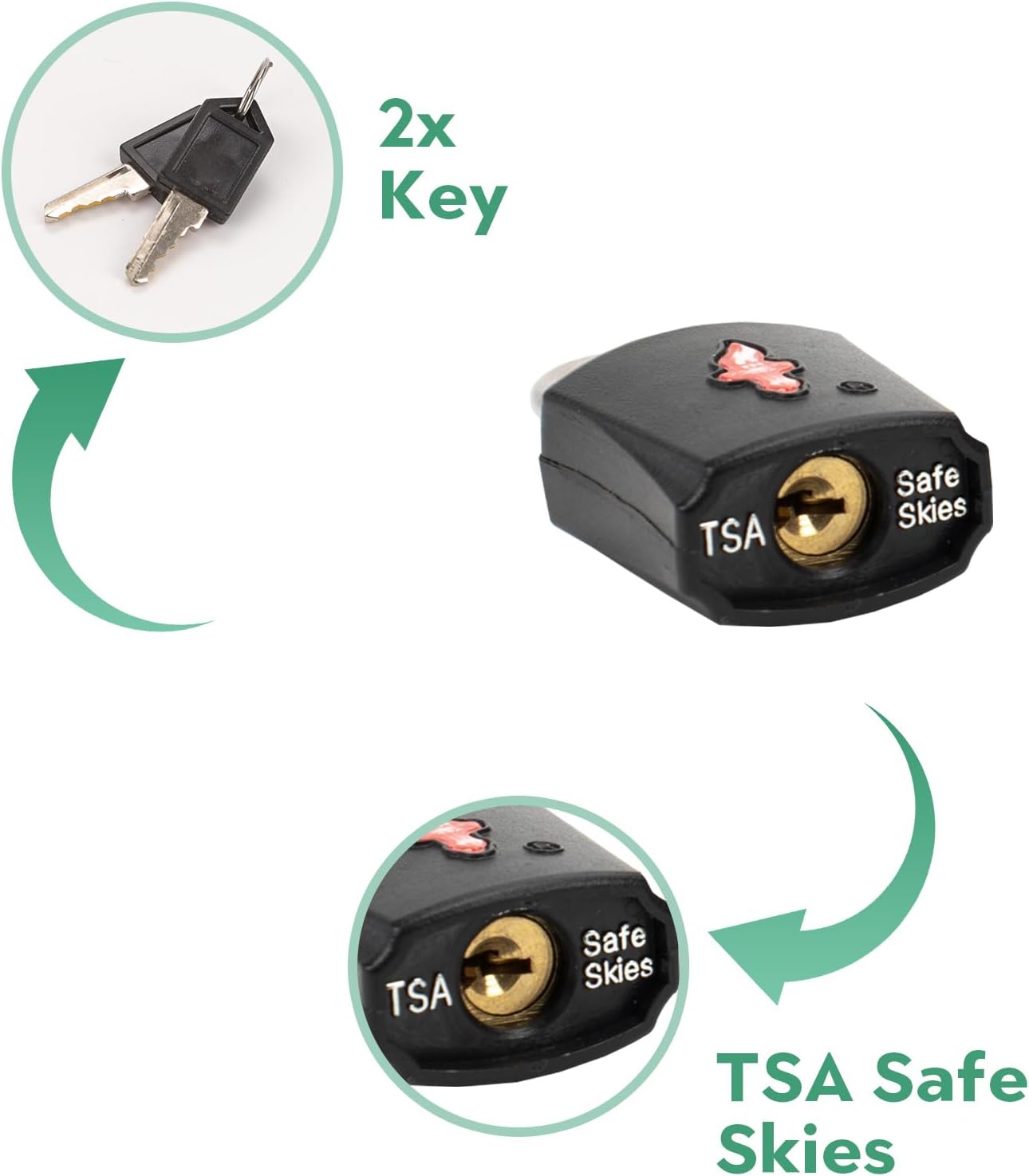 TSA Approved Luggage Locks 3 Pack with Luggage Tags | 6 Keys, Black Travel Lock Bundle - Solid Brass Core & Rubber Armor Padlocks for Suitcases, Backpacks (TSA Certified)