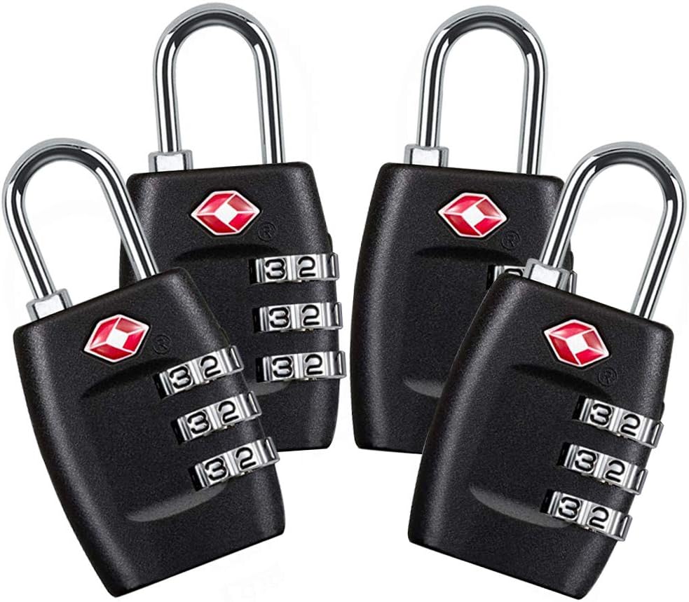 TSA Approved Luggage Lock,3 Digit Small Combination Padlock for Travel Suitcase (Black)