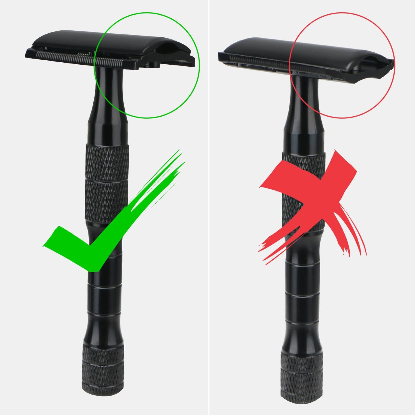 Matte Black Double Edge Safety Razor with Stand, Single Blade Razors for Men and Women, with 10 Safety Razor Blades, Smooth and Close Shave