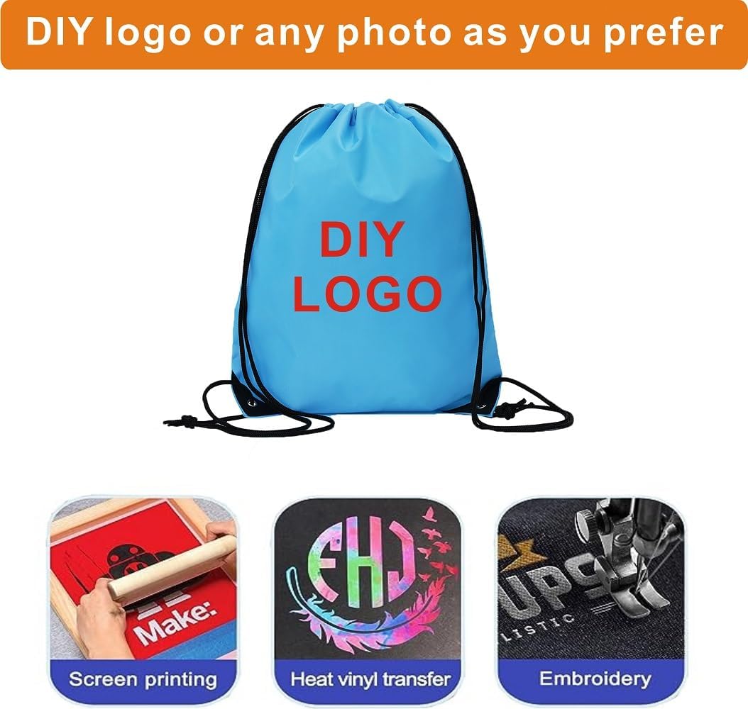 Drawstring Backpack Bulk 50 Packs Draw String Backpack Bags DIY Gym Sports Traveling Trip ride Pedestrianism Yoga Cinch Bag Sackpack Drawstring (sky blue)