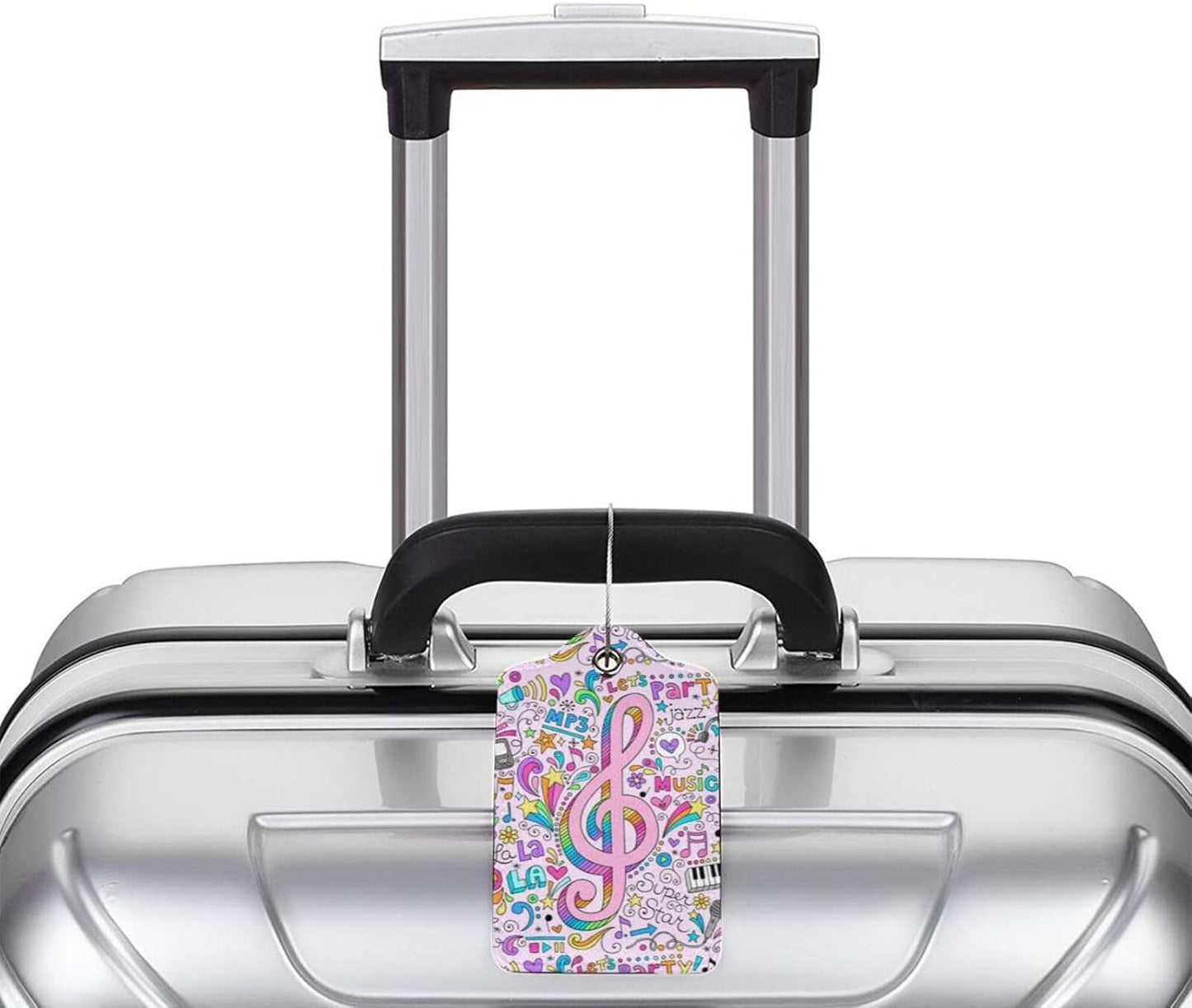 2 Pcs Music Note Luggage Tags for Suitcase, Unique Colorful Carnival Gifts for Privacy Cover ID Label with Stainless Steel Loop Address Card