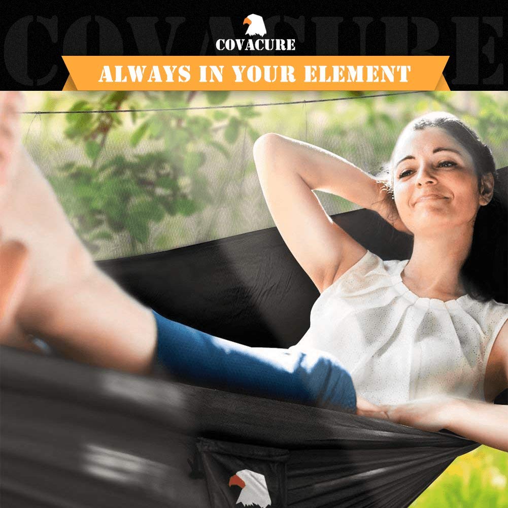 Covacure Camping Hammock, 772 lbs Capacity Double Hammock - Black