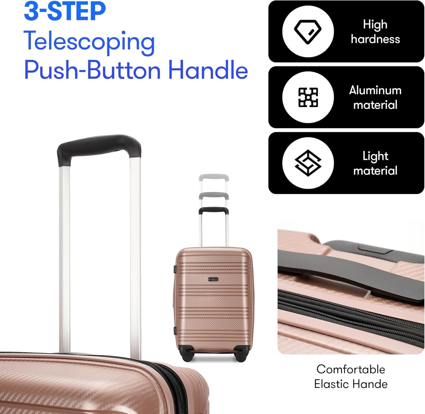 GinzaTravel 29 Inch Large Checked Luggage Expandable Hard Shell Suitcase with Spinner Wheels TSA Lock for Travel, 29inch, Rose Gold