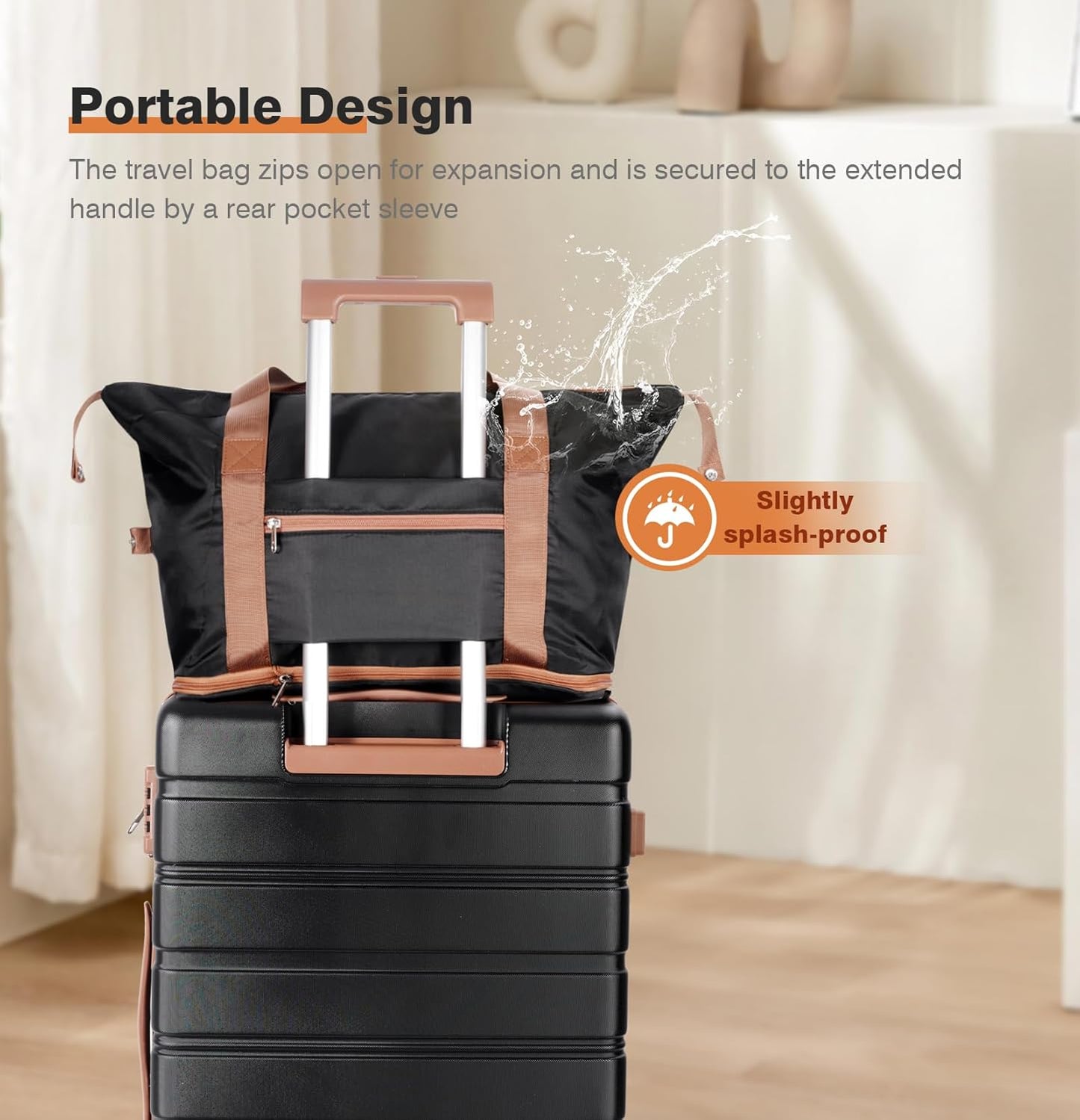 Carry on Luggage Set, 20 Inch Suitcase with 100% PC hardshell, Lightweight TSA Locks Quiet Spinner Wheels Durable Zipper, Travel Luggage for Men and Women, Y01 Beige(20"/DB/TB) Slightly Small