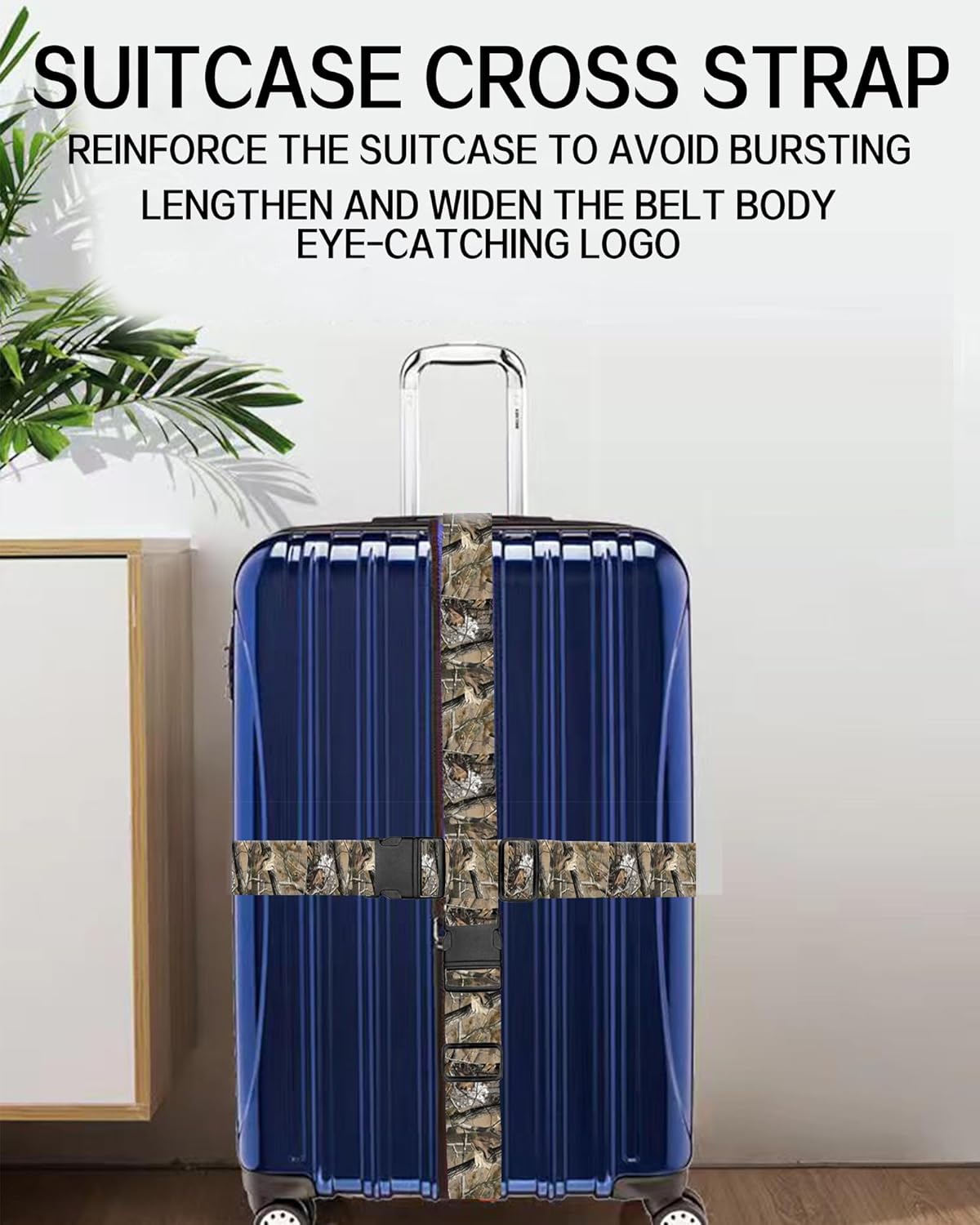 Luggage Straps for Suitcases, Adjustable Travel Belt, Durable Wide Luggage Strap, Cute Suitcase Strap Identifiers with Buckle, Bag Straps for Luggage, Retro Tree Pattern