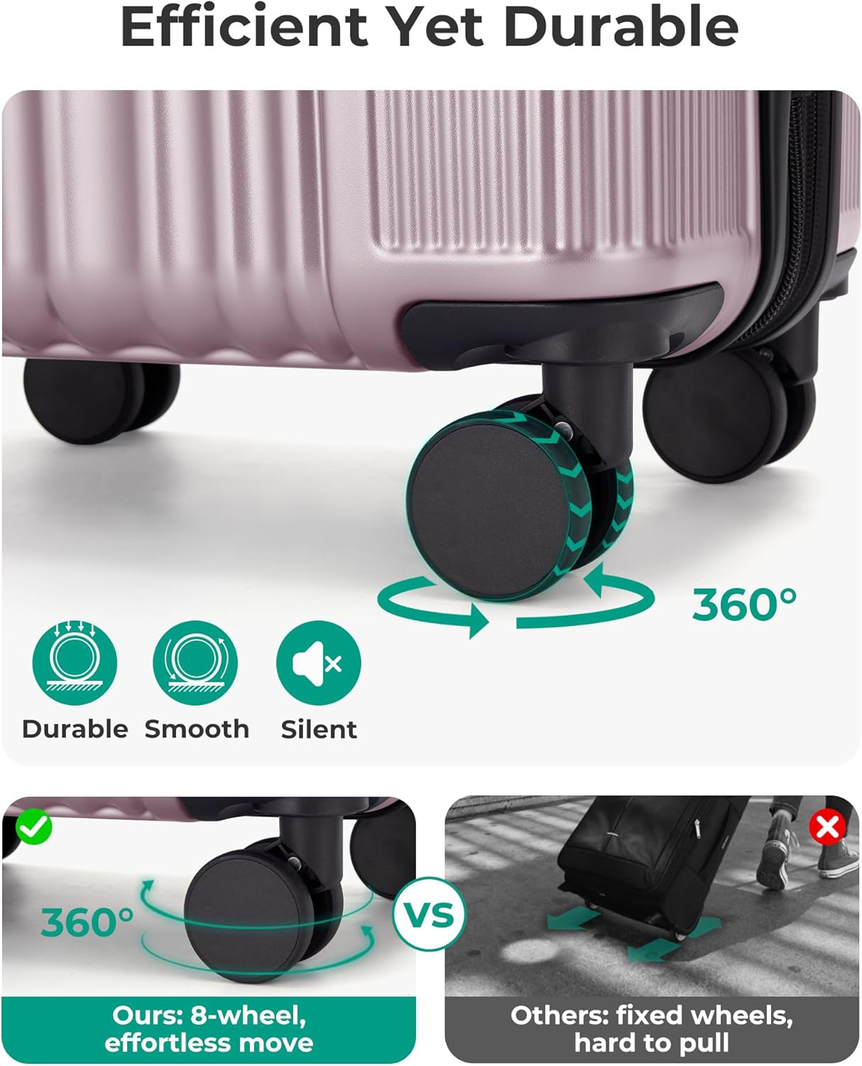 BAGSMART Carry On Luggage 22x14x9 Airline Approved, luggage with Spinner Wheels, 20 Inch Expandable Hardside Carry On Suitcase with TSA Lock Rolling Travel suitcase Carry-On, Pink Lavender