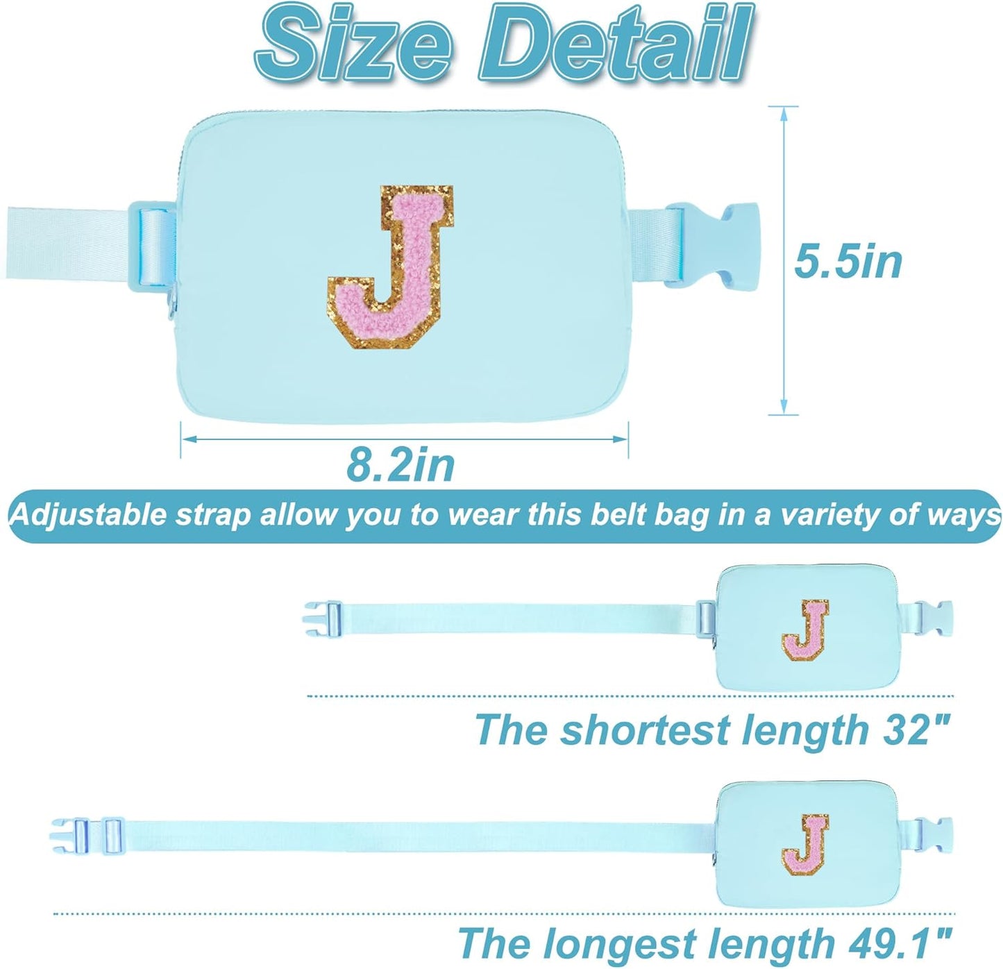 Birthday Gifts for 6 7 8 9 10 11 12 13 Year Old Girls,Belt Bag for Women Girls Fanny Pack Crossbody Bags for Kids,Fashion Waist Packs Cute Teen Trendy Stuff Travel Essentials | Blue,J