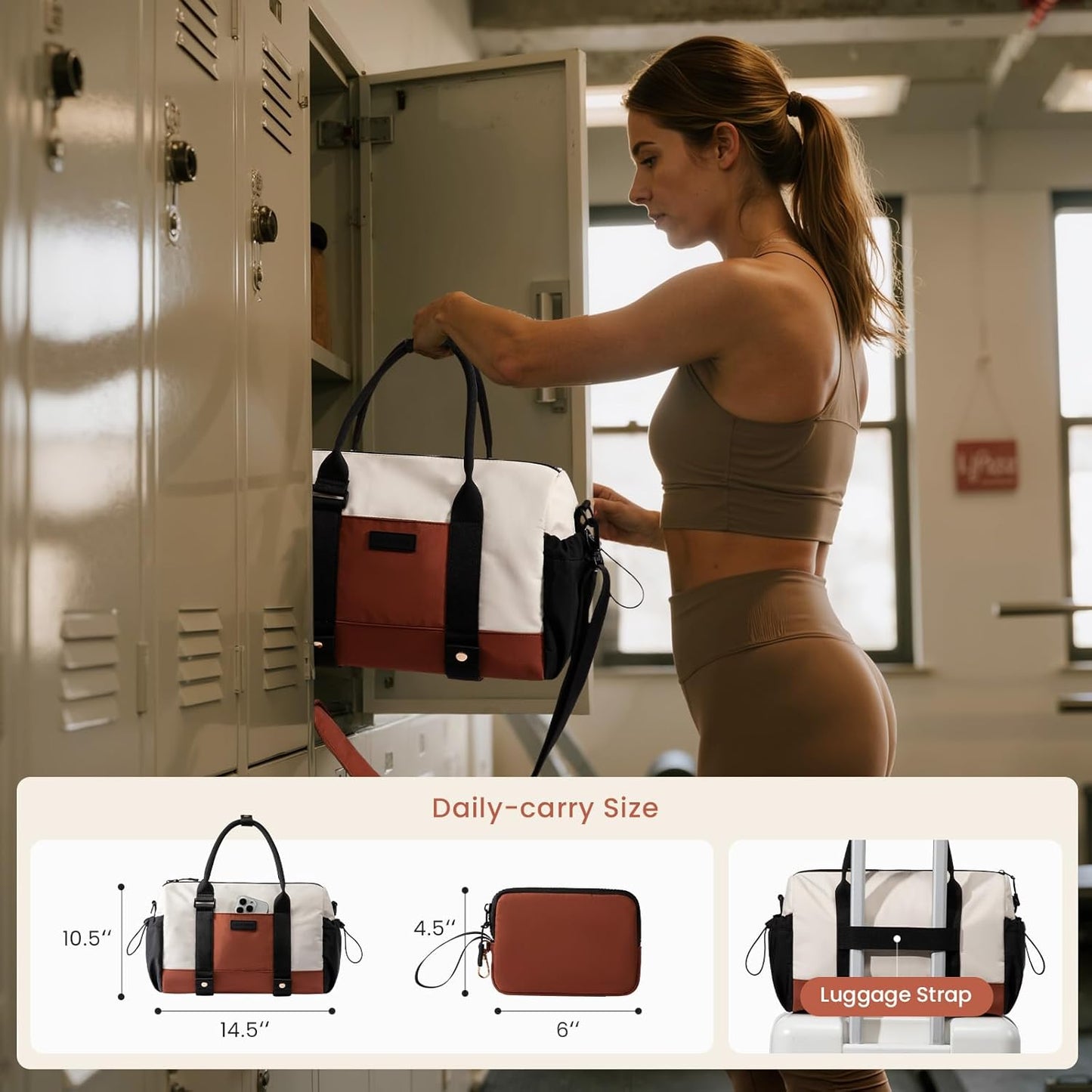 LOVEVOOK Small Gym Bag for Women with Yoga mat Holder, Mini Duffle Bag for Travel with Wet Pocket