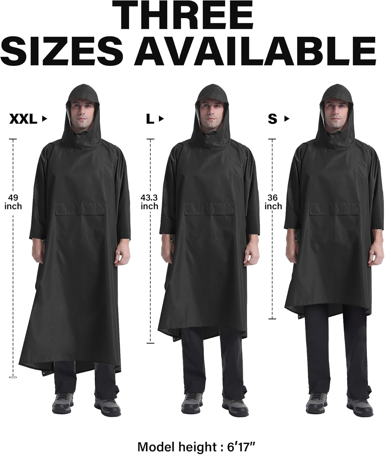 iCreek Hooded Rain Poncho Packable Unisex Raincoat Jacket with Pocket Waterproof Lightweight for Hiking, Camping, Outdoor