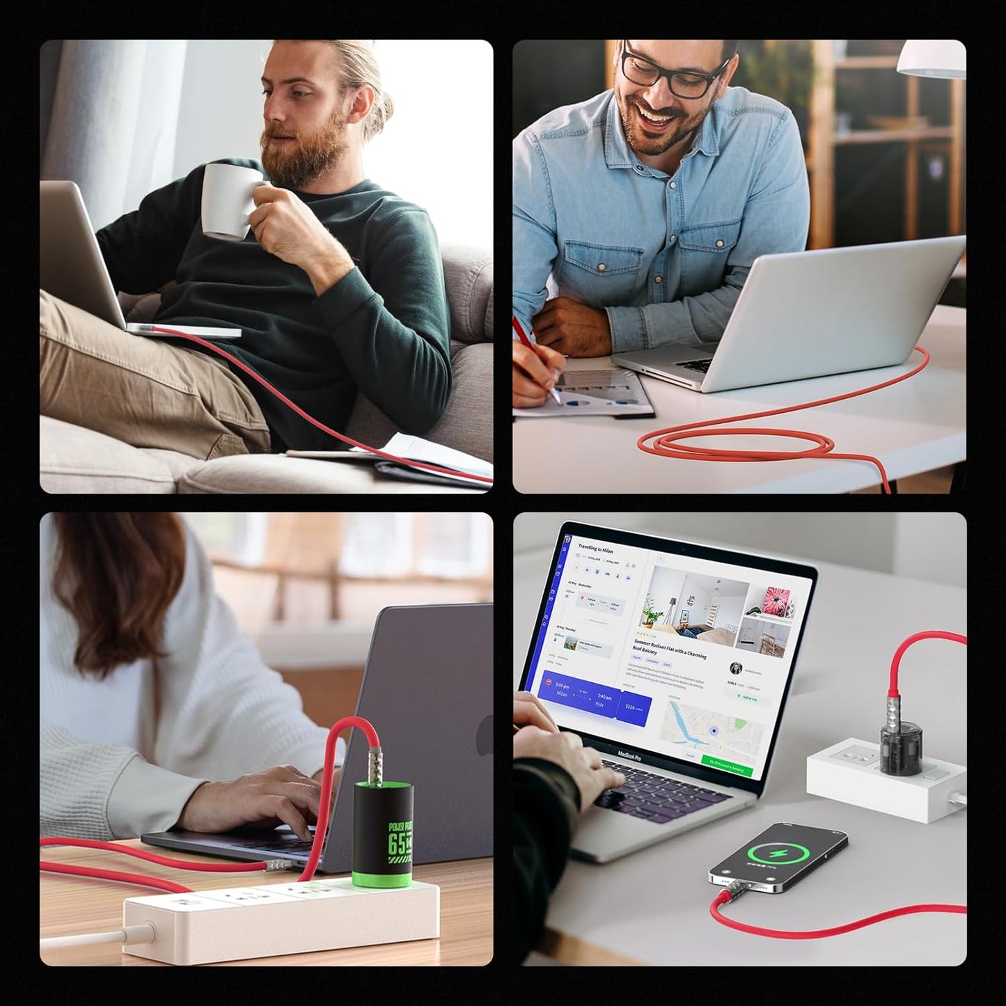 MFish USB C to USB C Cable 5FT, 240W Max Type-C Fast Charging Cord for iPhone 15/16 /17Series, iPad, MacBook and More (Red Type c, 5Ft)