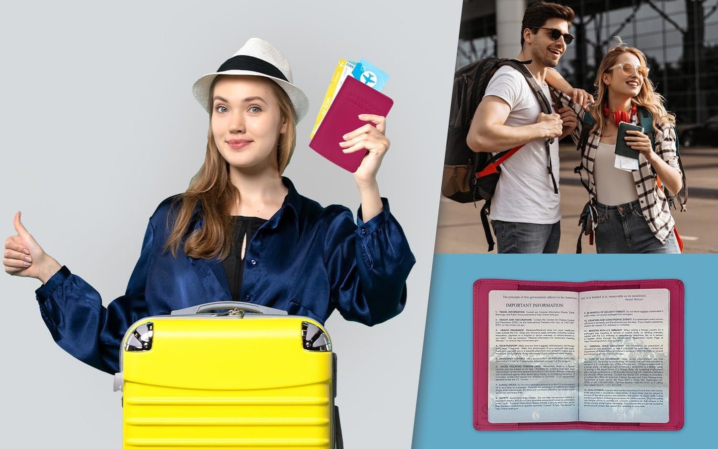 Bright Pink Genuine Leather RFID Passport Cover