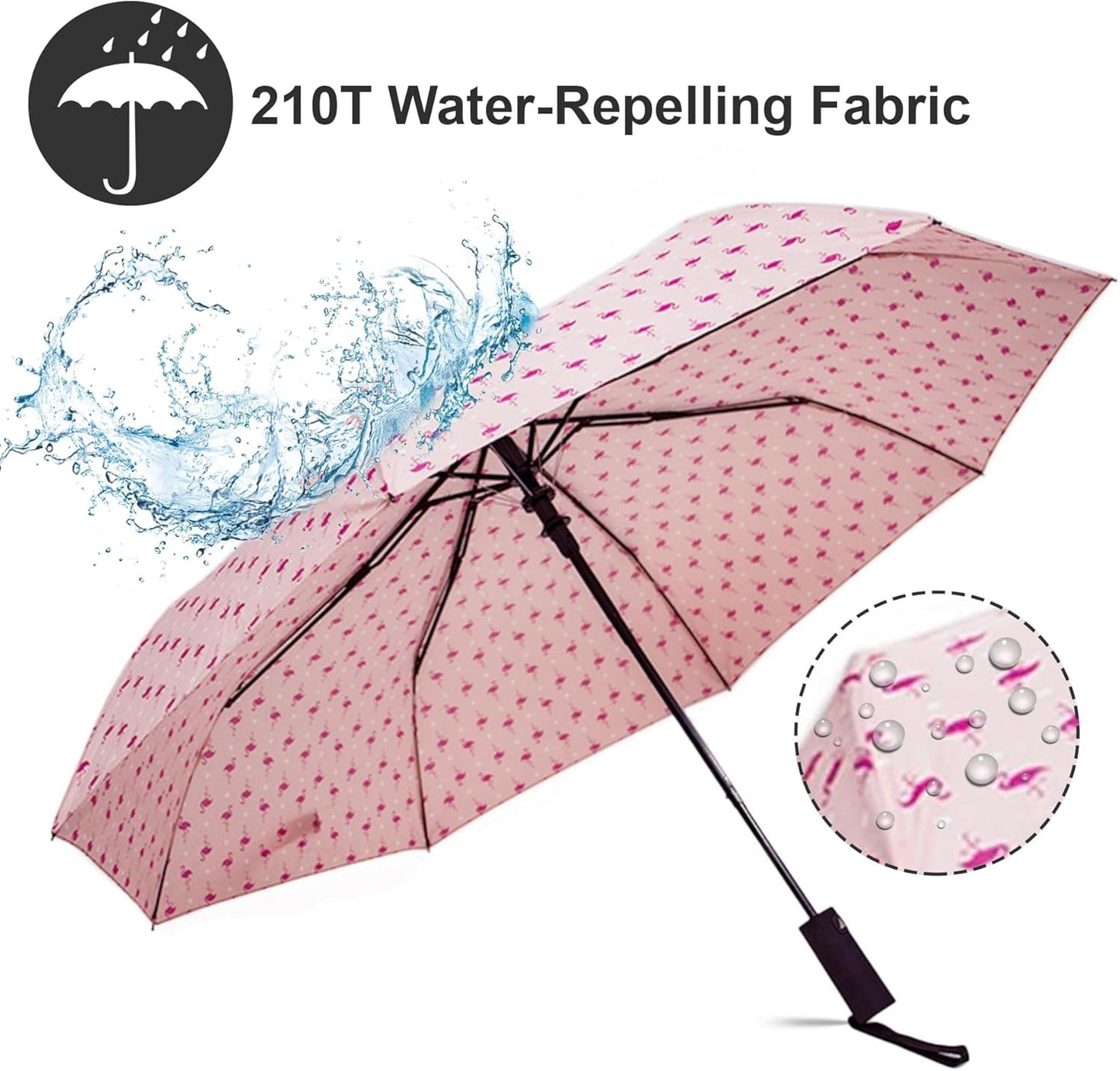 Nollia Windproof Automatic Travel Umbrella, Compact Portable with Reinforced Ribs for Sun & Rain