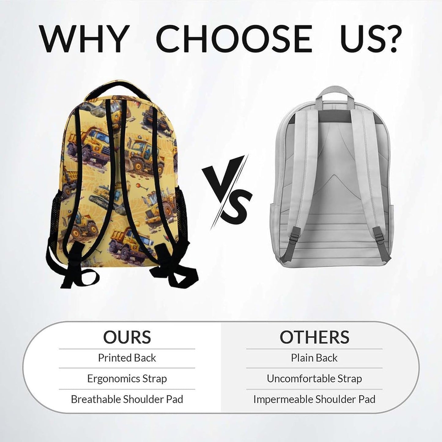Backpack for Boys - Construction Backpacks for Boys - Lightweight Toddler Bookbag - Truck School Bag for Kindergarten/Preschool/Elementary(17 Inch)