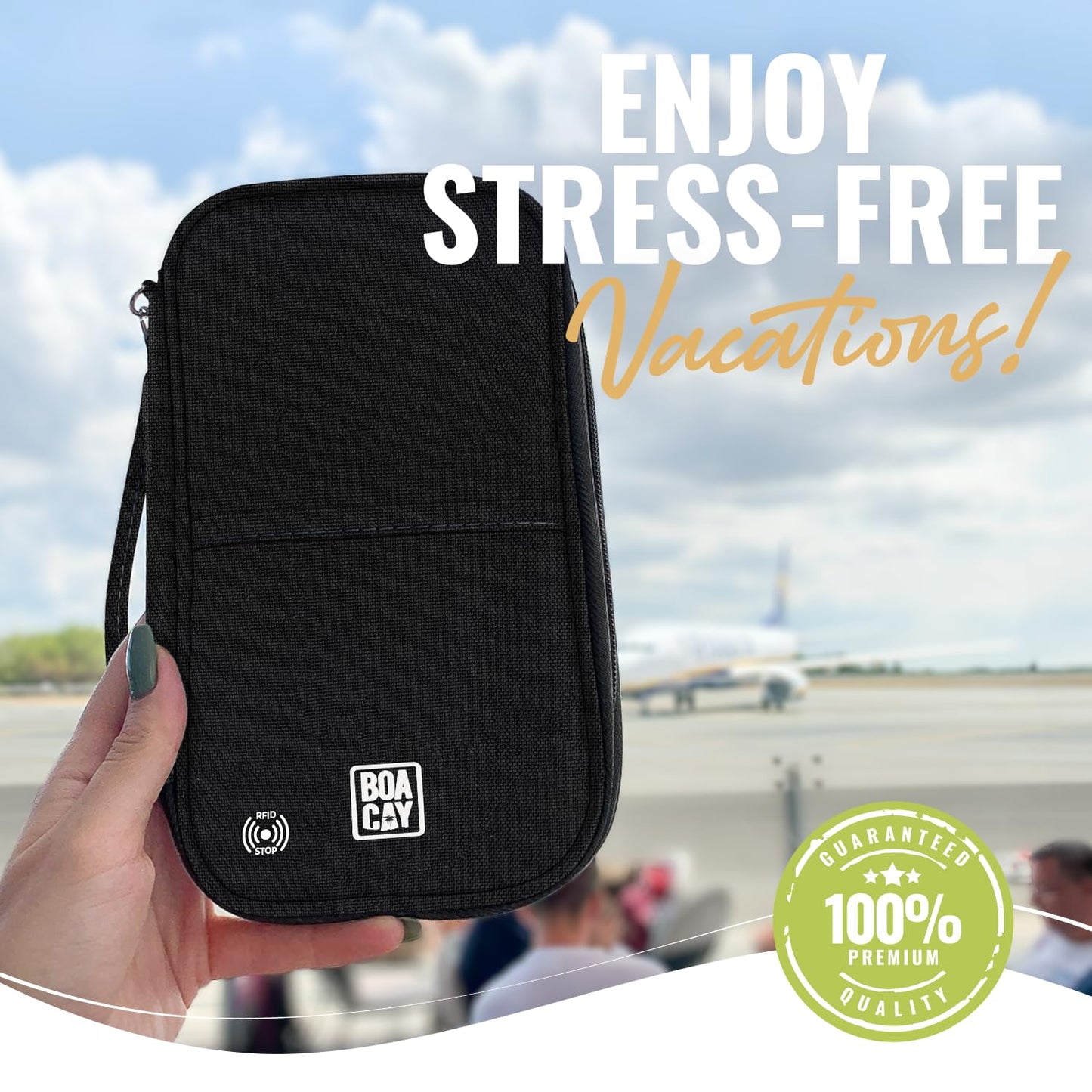 BOACAY Travel Document Organizer with RFID, Family Passport Holder, Wallet for Women & Men
