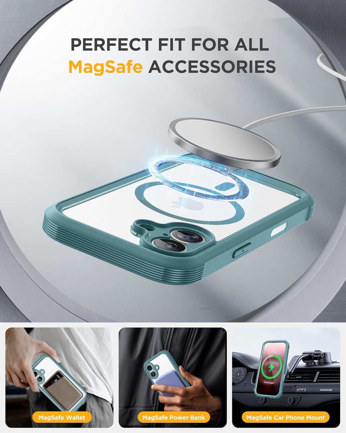 Miracase for iPhone 17 Case 6.3'', Full-Body Military Grade Drop Protection Outdoor Phone case with Built-in Glass Screen &Camera Control,Easy Installation,No Gap,Compatible with MagSafe, Green
