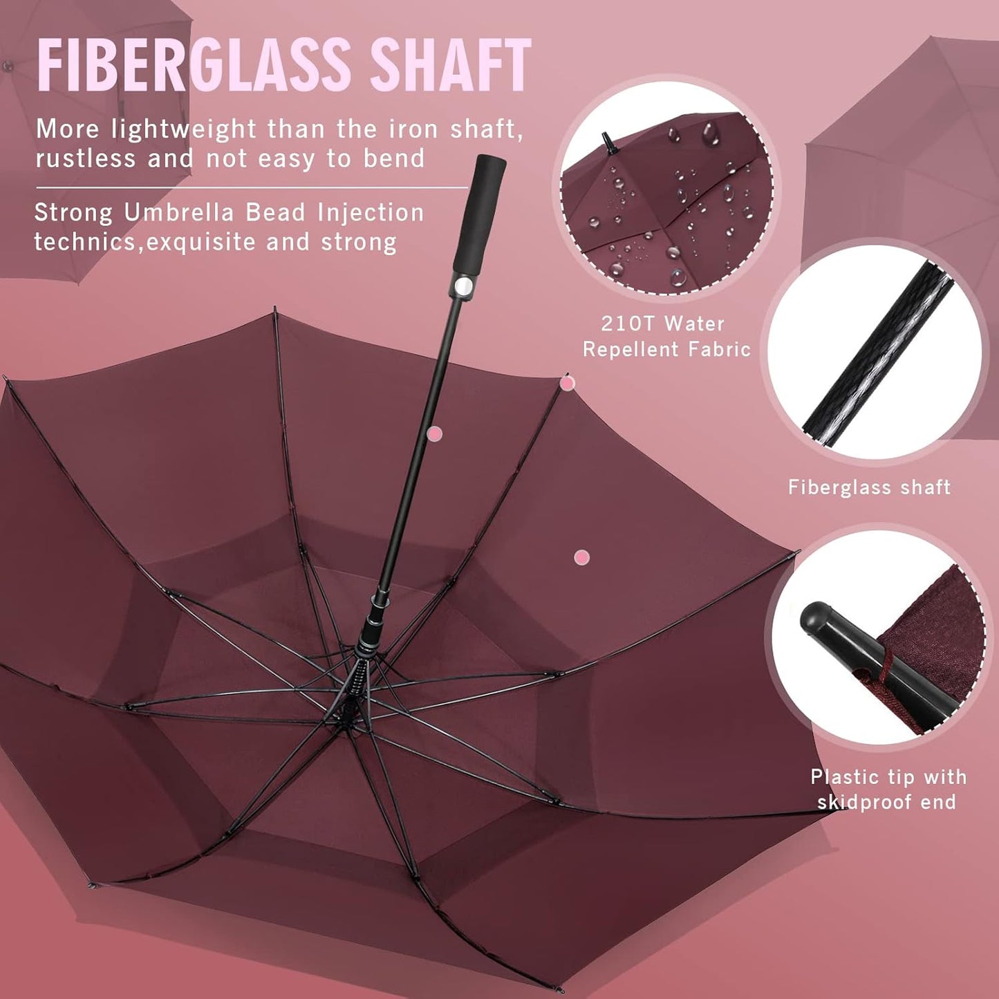 ZOMAKE Golf Umbrella Windproof, Extra Large Oversized Heavy Duty Double Canopy for Rain, Sports Games & Push Cart(51/54/62/68/72Inch)