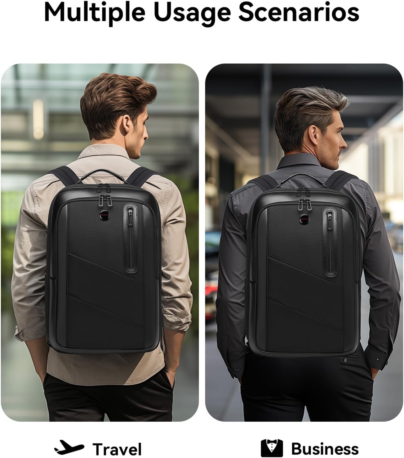 CROSSGEAR Business Backpack for Men Travel Backpack 180° Commuter Classic Water Resistant Bag Daypack for Work,Black