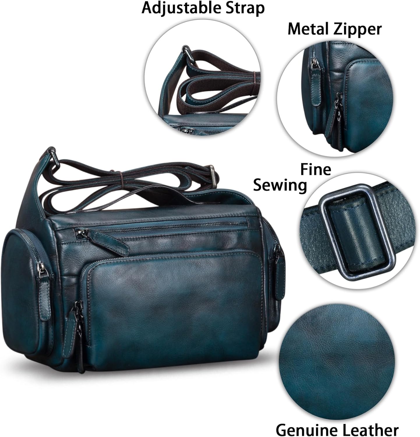 IVTG Genuine Leather Messenger Bag for Men Crossbody Shoulder Pack Satchel Casual Sling Daypack Work Business Daypack