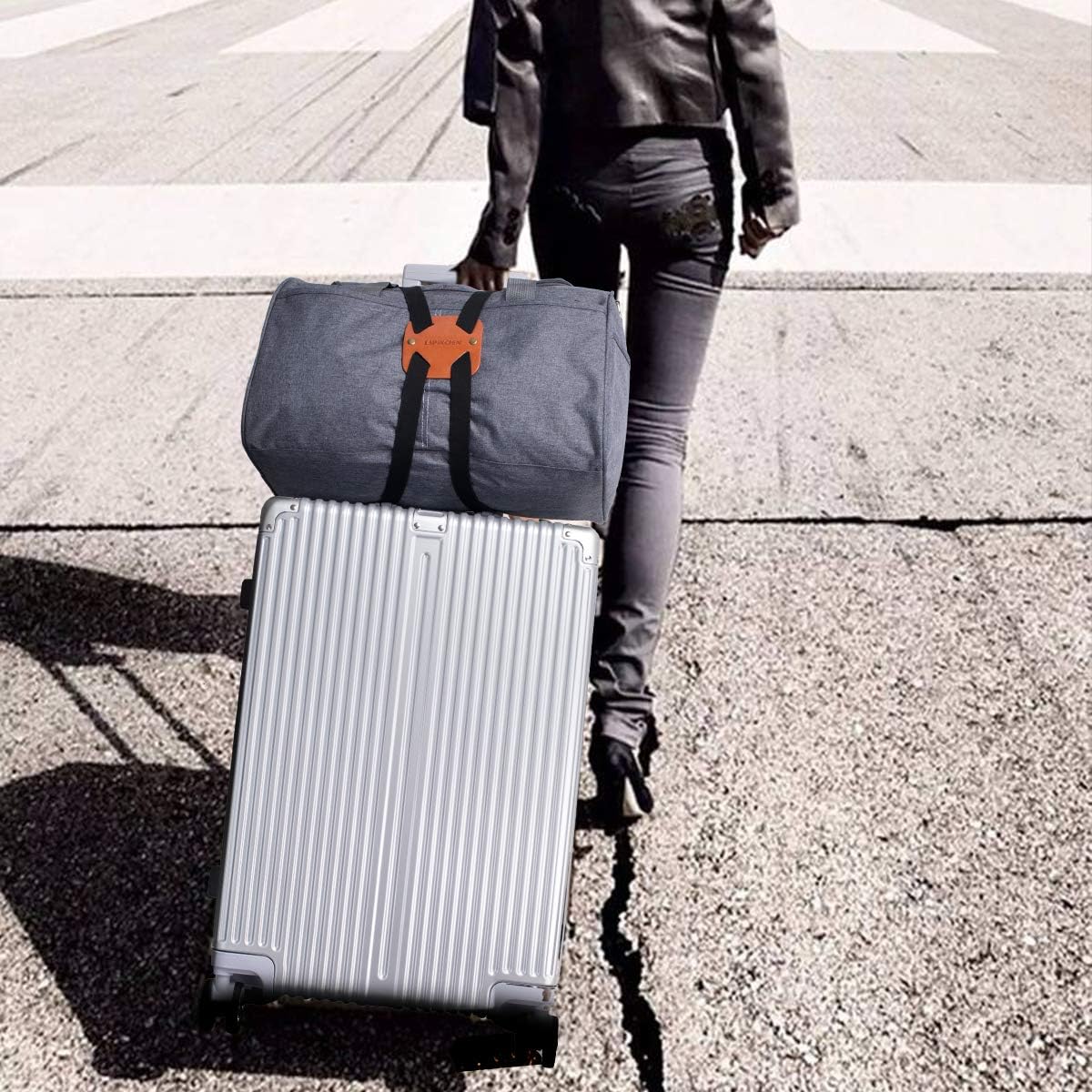 Adjustable Luggage Straps for Suitcases Add a Bag High Elastic Travel Bag Bungees Connecting Carry On Bag TSA Approved (2 Pack Black)