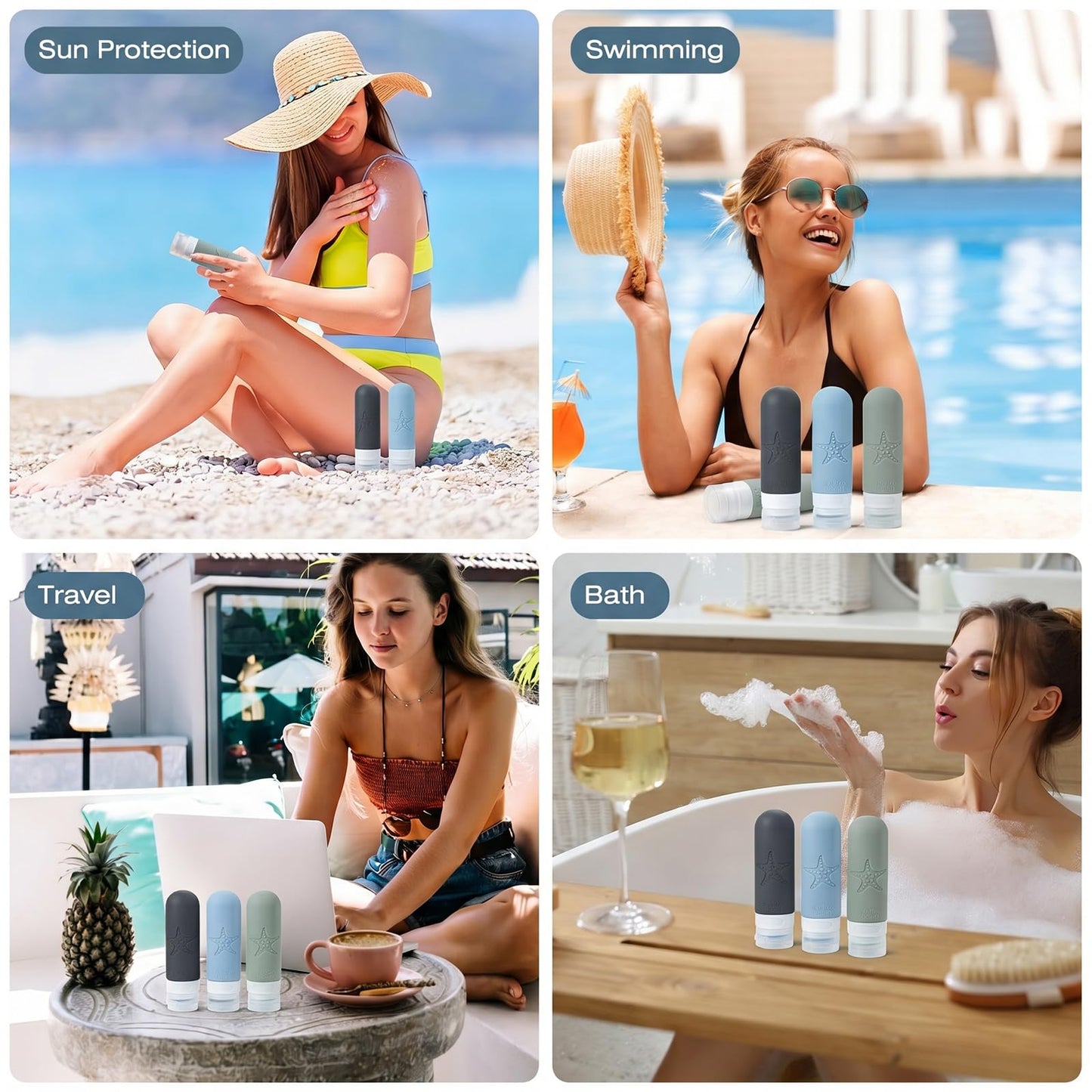 JBYAMUS 18 Pack Travel Bottles for Toiletries - TSA Approved, Triple Leak Proof Silicone Set, 3oz