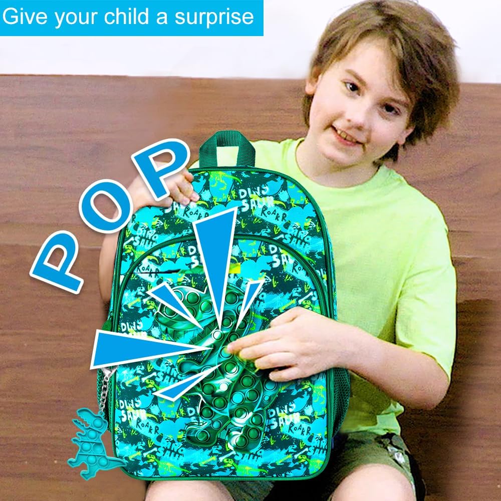 CCJPX 3PCS Dinosaur Backpack for Boys, 16 Inch Kids Preschool School Bookbags, Cool Elementary Kindergarten Backpacks and Lunch Box