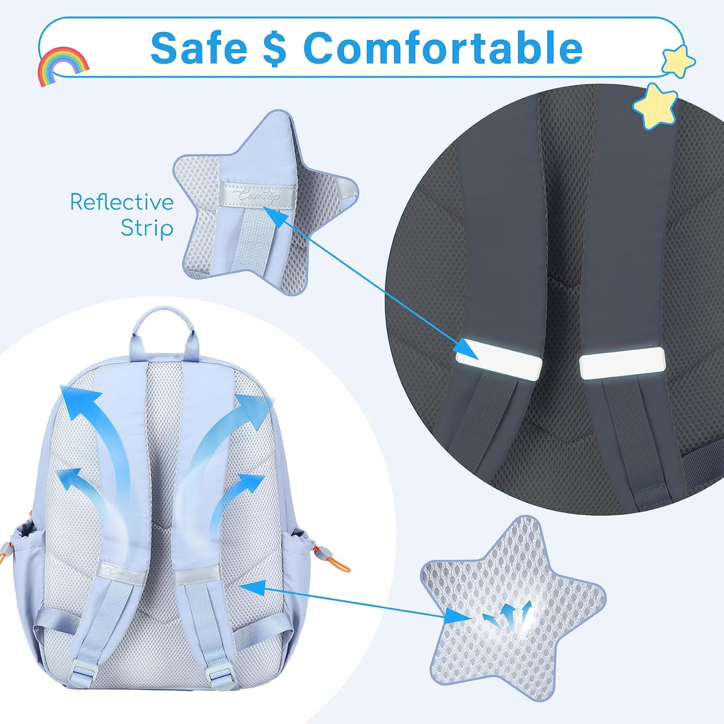 CAMTOP School Backpack for Girls, Kids Backpack for Elementary Middle Ages 8-10 Fit 15.6 Inch Laptop, Lightweight Travel Casual Daypack