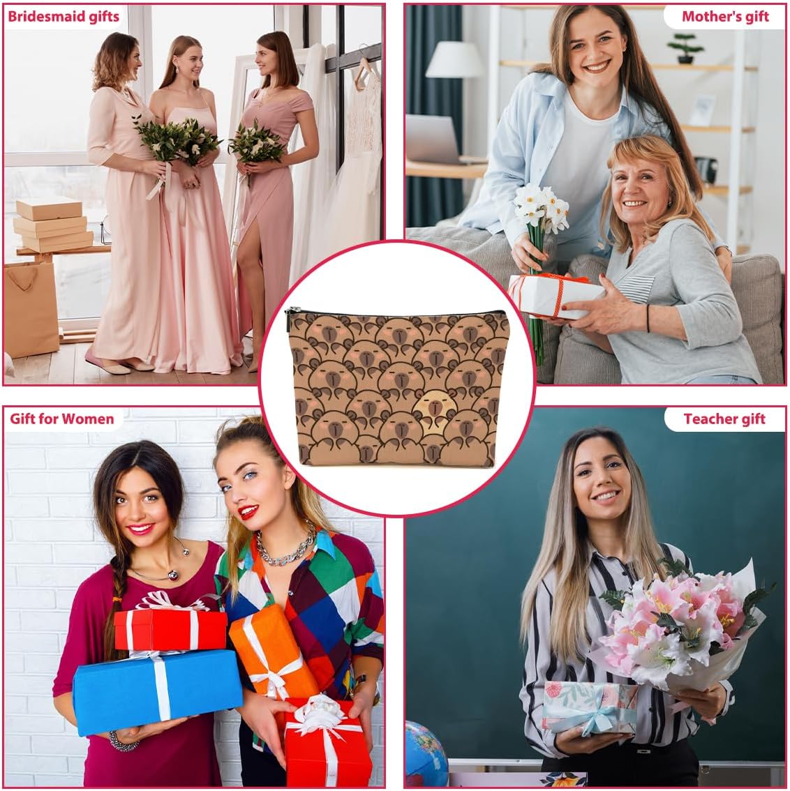 Cute Capybara Makeup Bag, Capybara Gifts for Women, Capybara Lovers Cosmetic Bag Travel Organizer
