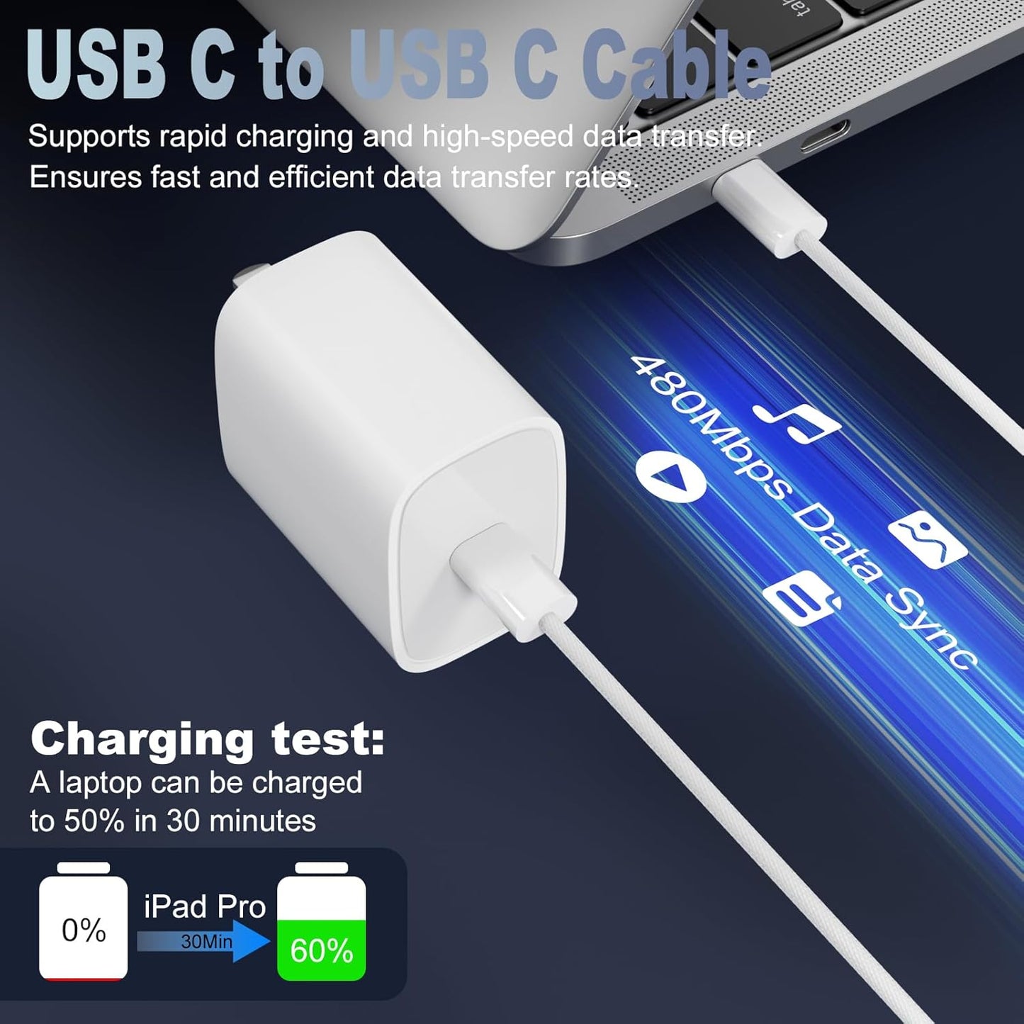USB C to USB C Cable for iPhone 17/16/15 Pro Max, Type-C 60W Fast Charging Cable, CarPlay Cable Compatible with iPad Pro 13/12.9/11, iPad Air 5/4, Mini 6, Type-C Charger Cable 3FT