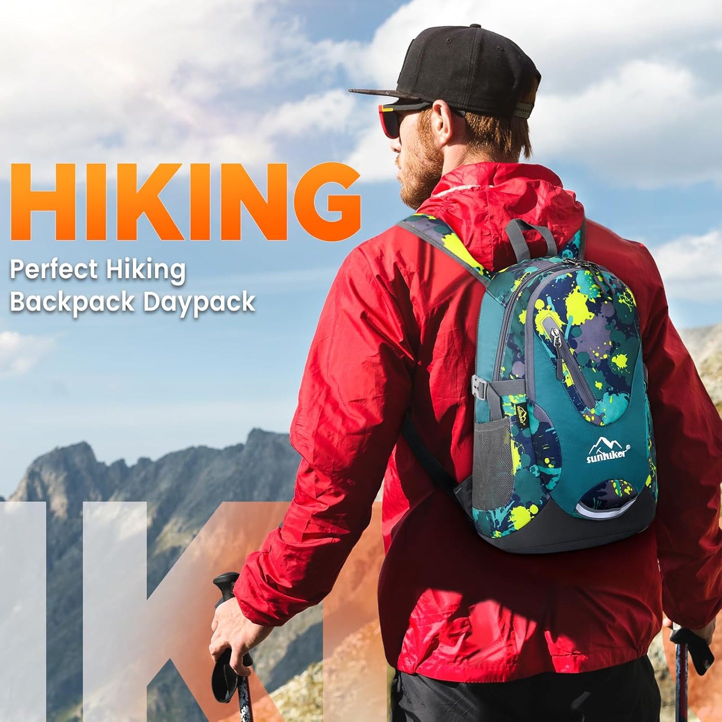 sunhiker Small Hiking Backpack Women Men 20L Lightweight Travel Backpack Daypack Casual Backpack For Cycling Outdoor Camping