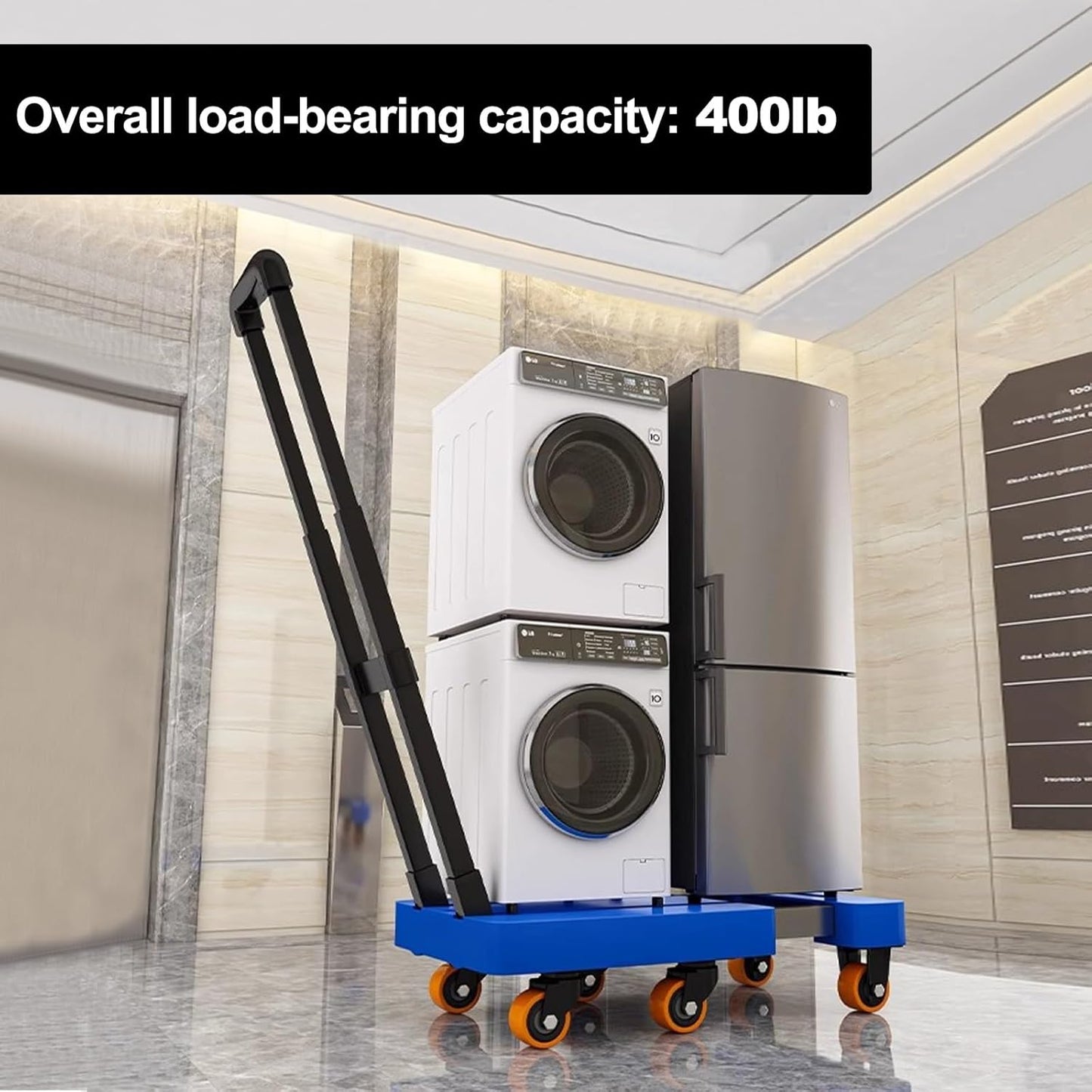 Folding Rolling Kitchen cart, Heavy Duty Luggage Rollin Cart, Metal Utility Cart, for Luggage