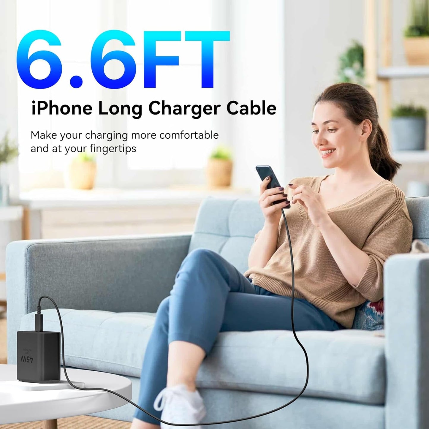 iPhone 16 Pro Max Charger Fast Charging,45W USB C Wall Charger Block with 6 FT USB C to USB C Long Charging Cable Cord Fast Charger for iPhone 16 Pro Max/16 Pro/16 Plus/15 Pro Max/15 Pro,Samsung S24