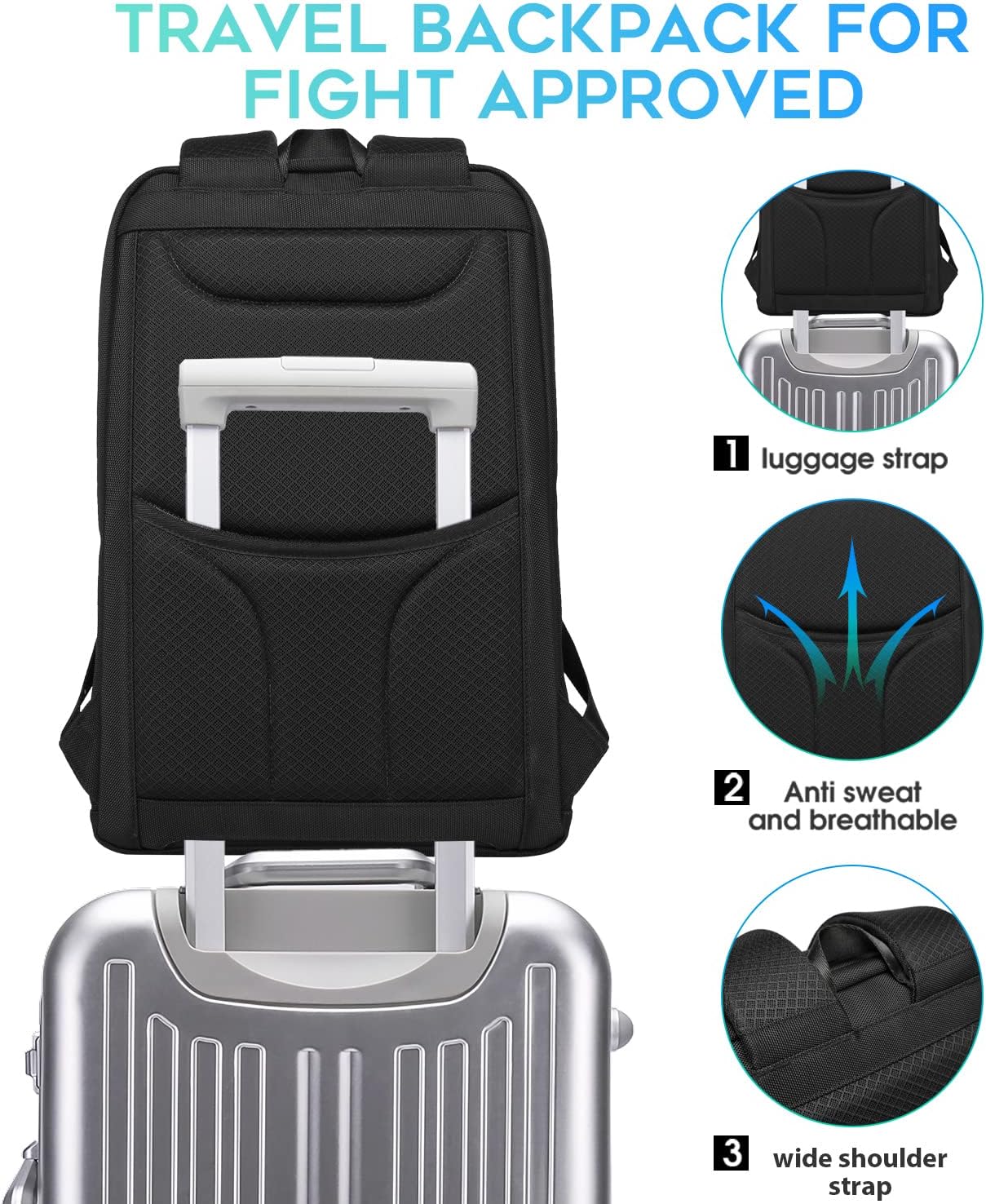 BANGE Travel Backpacks, Overnight Laptop Carry-On Backpack for Airplanes, Waterproof 15.6 inch Laptop Backpack for Men and Women