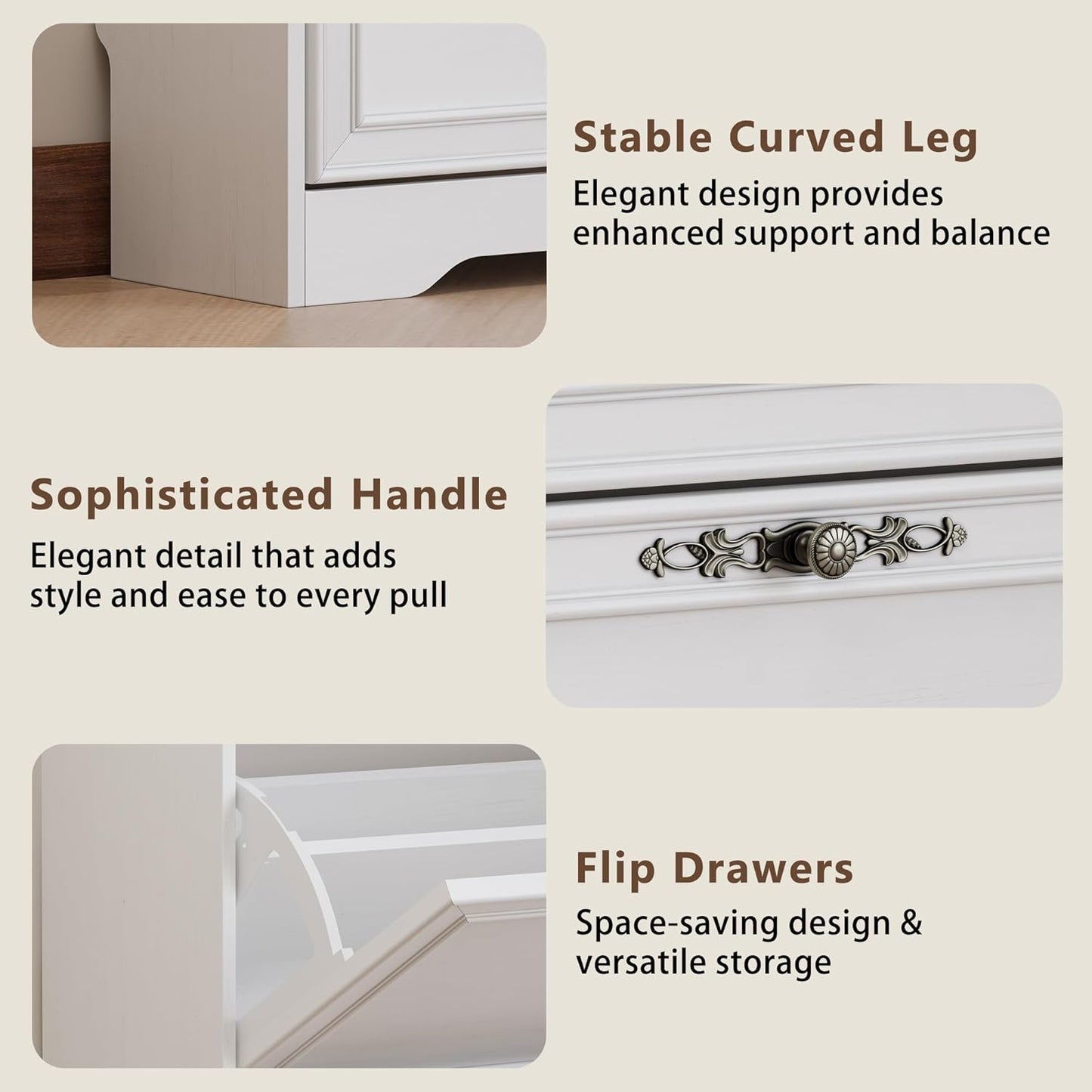 3 Flips Shoe Cabinet for Entryway, Narrow Shoe Storage Cabinet with Adjustable Shelves, Wooden Space-Saving Organizer and Rack for Foyer, Closet, Hallway