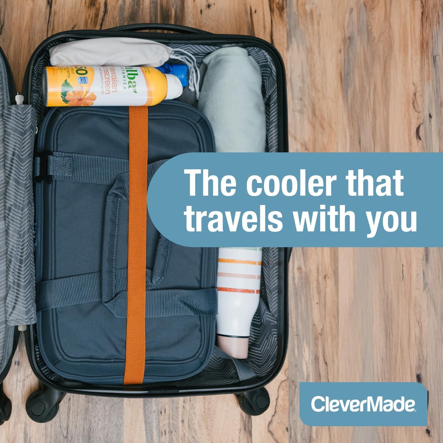 CleverMade Pacifica Collapsible Cooler Bag, Medium Travel Cooler, Ocean