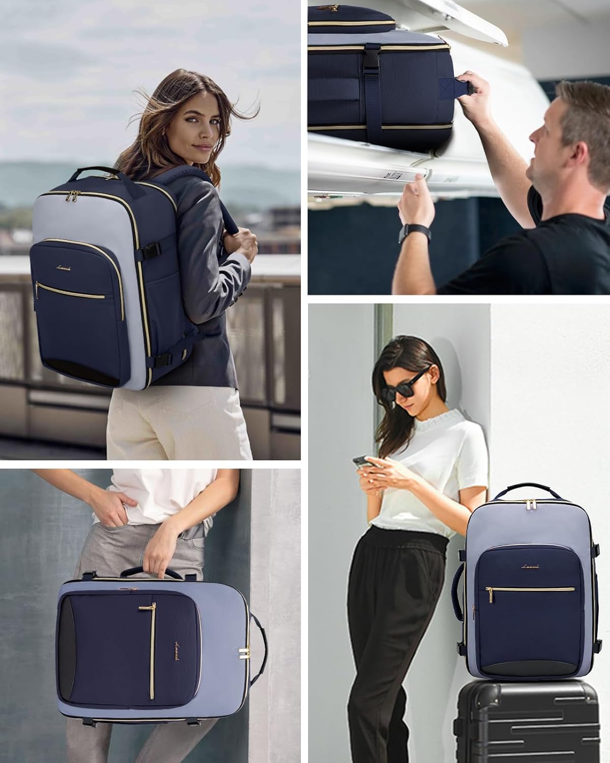 LOVEVOOK 50L Travel Backpack for Women & Men, Airline Approved Carry On Luggage with 3 Packing Cubes, TSA Overnight Bags, Waterproof Personal Item Bag, Weekender Essentials Backpacks fits 17" Laptop