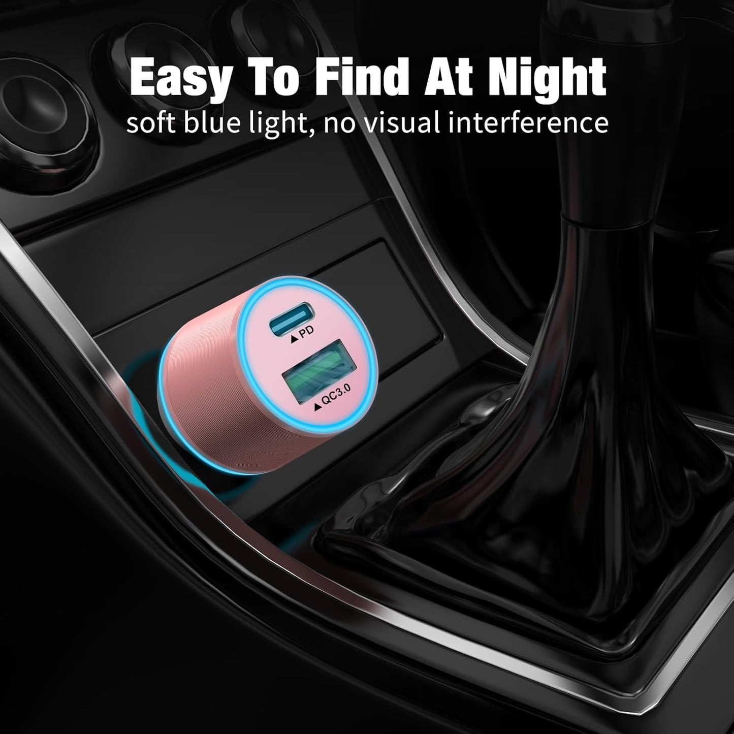 38W USB C Car Charger Adapter, 20W Fast USB-C & 18W Rapid QC3.0 Ports, 12V Cigarette Lighter Adapter for iPhone 17/16 /15, Google Pixel, Samsung, Android Phones Auto Accessories for Men - Pink