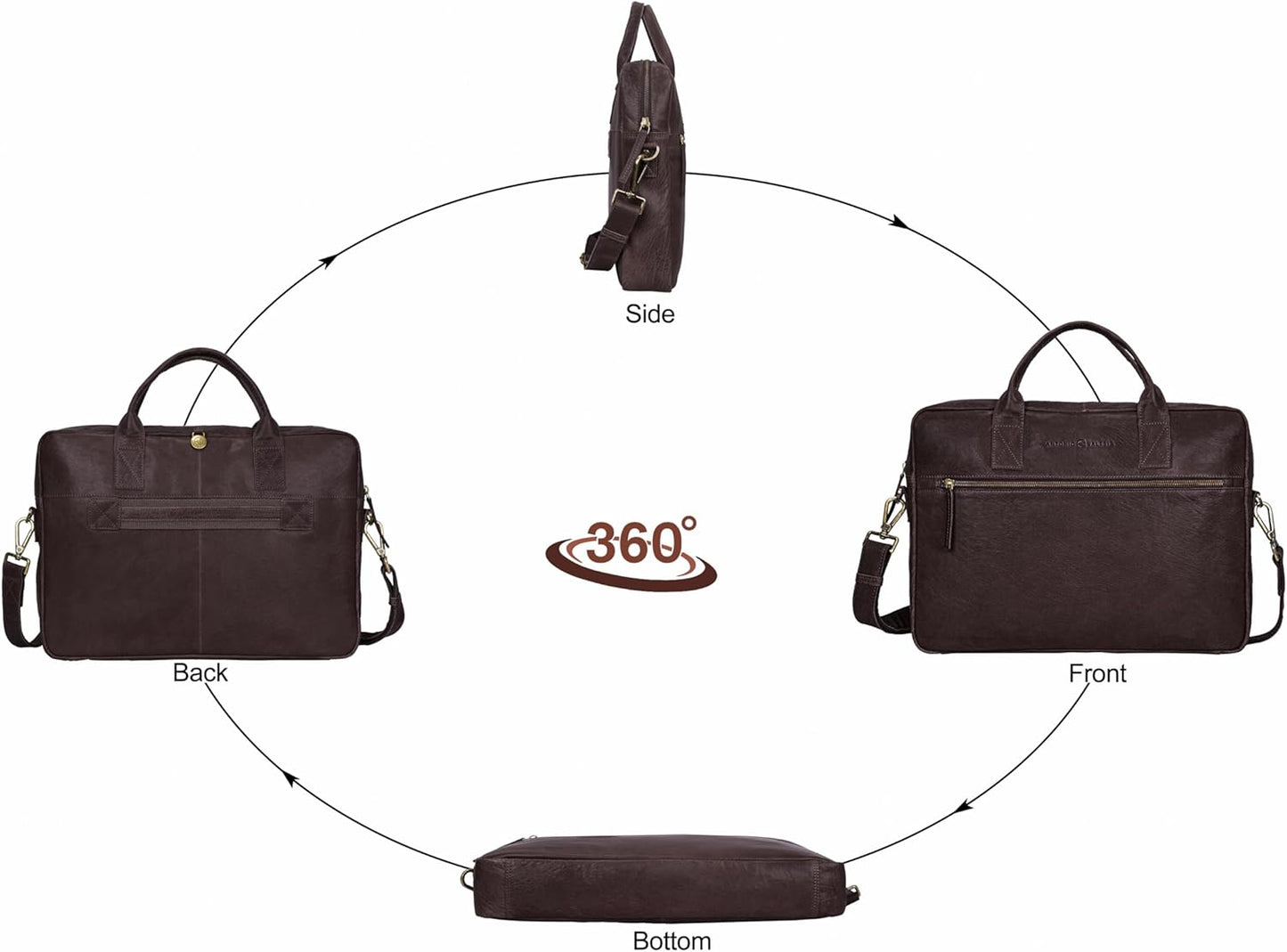 ANTONIO VALERIA Andy Washed Leather Laptop Messenger Bag for Men