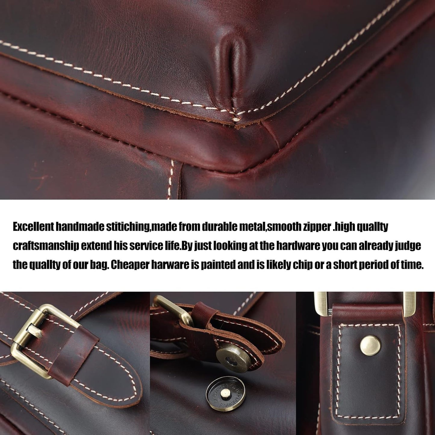 Masa Kawa Leather Messenger Bag Small Crossbody Shoulder Bag for Men Women Flap Over Man Purse Fits