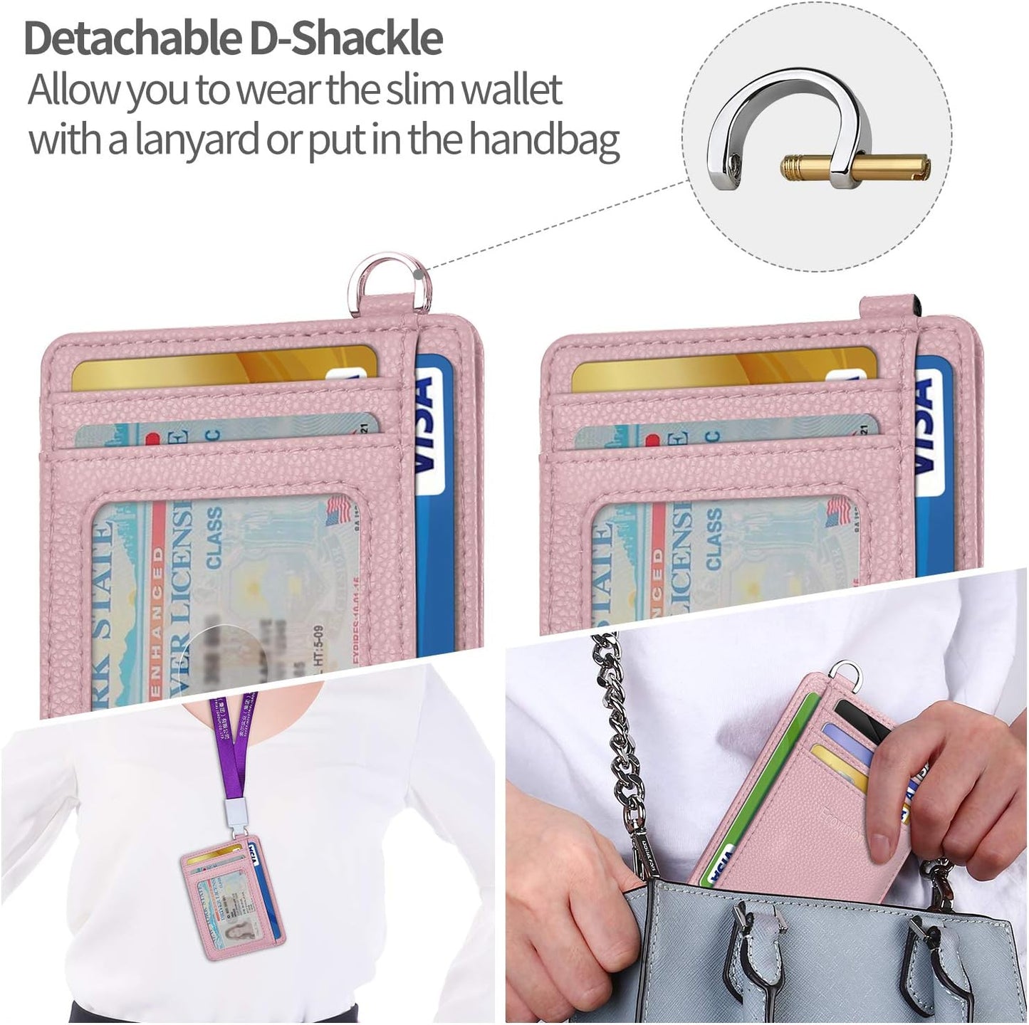 EcoVision Slim Minimalist Front Pocket Wallet, RFID Blocking Credit Card Holder Wallet with Detachable D-Shackle for Men Women