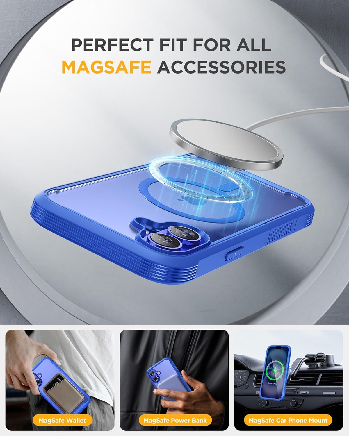 Miracase Magnetic for iPhone 16 Plus Case Full-Body Phone with Built-in Glass Screen Protector