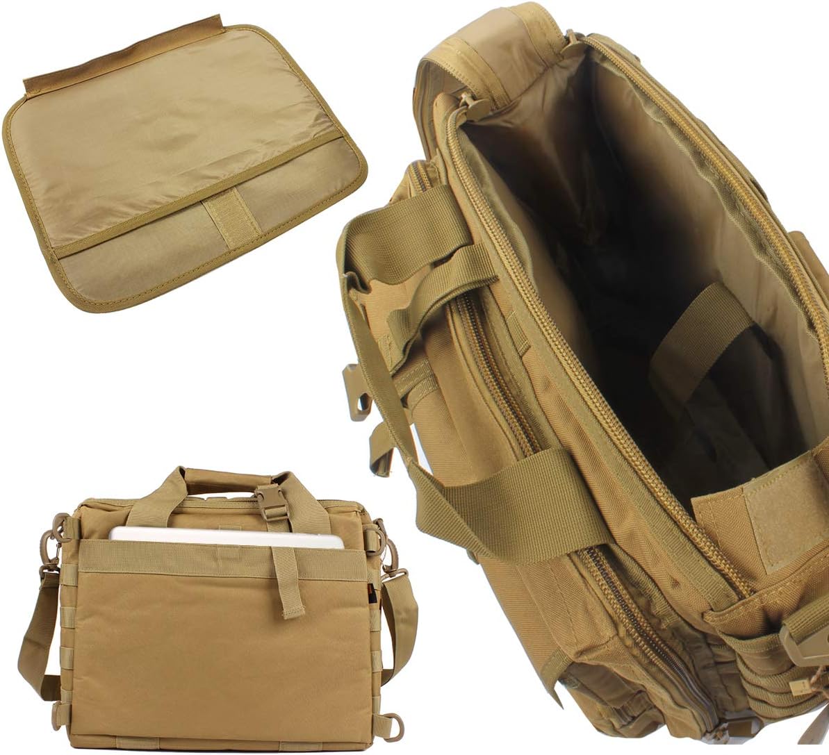GES Tactical Briefcase, 15.6" Men's Messenger Bag Military Briefcase for Men, Khaki